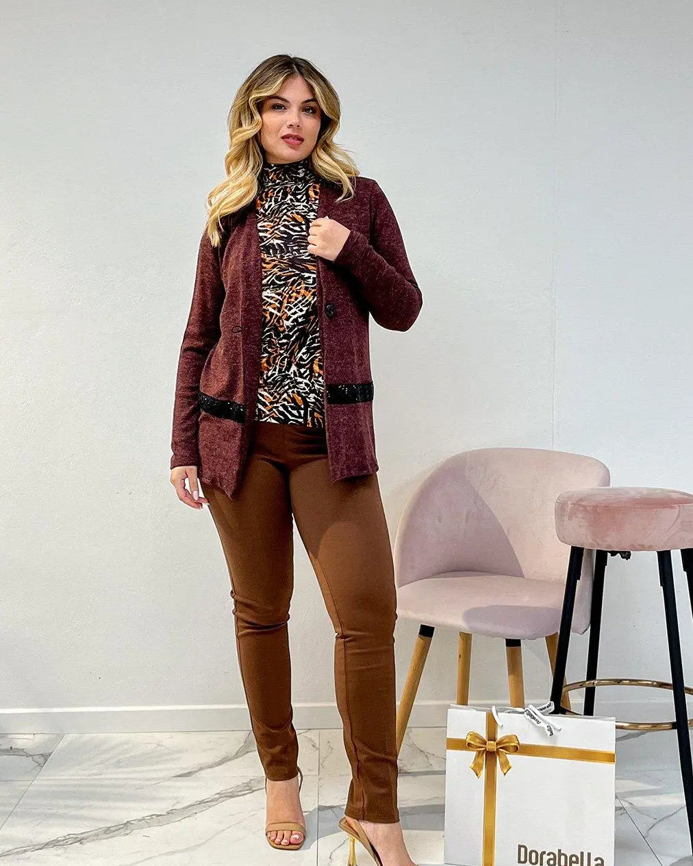 Cardigan dettaglio paillettes BORDEAUX DORABELLA XXXL