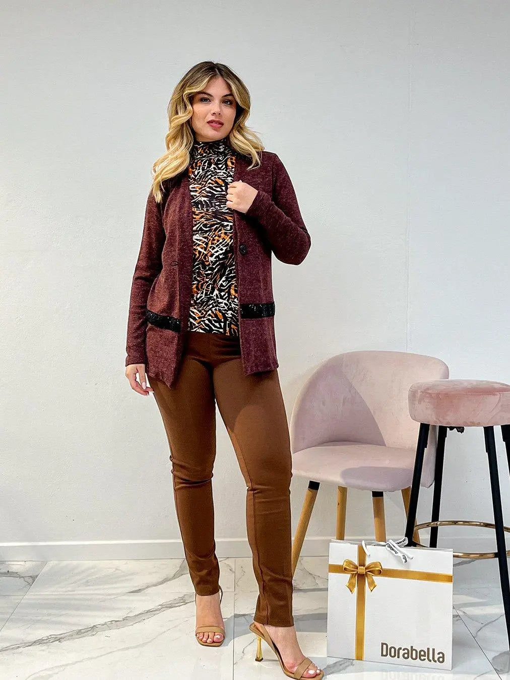 Cardigan dettaglio paillettes BORDEAUX DORABELLA XXXL