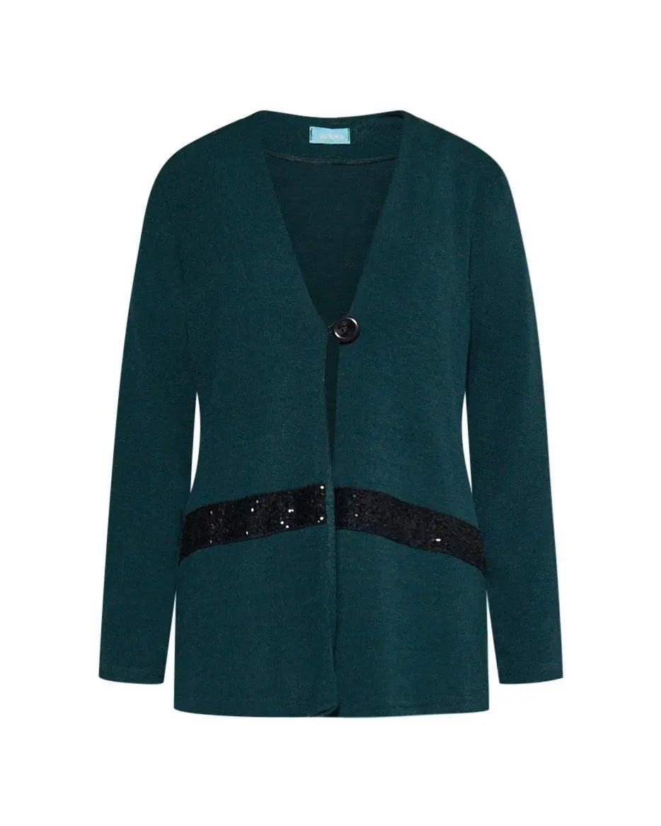 Cardigan dettaglio paillettes VERDE BOSCO DORABELLA