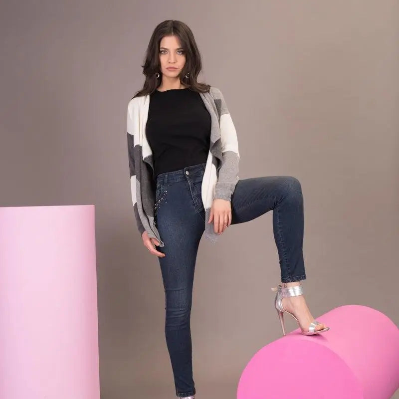 Cardigan fantasia geometrica GRIGIO IRONICA