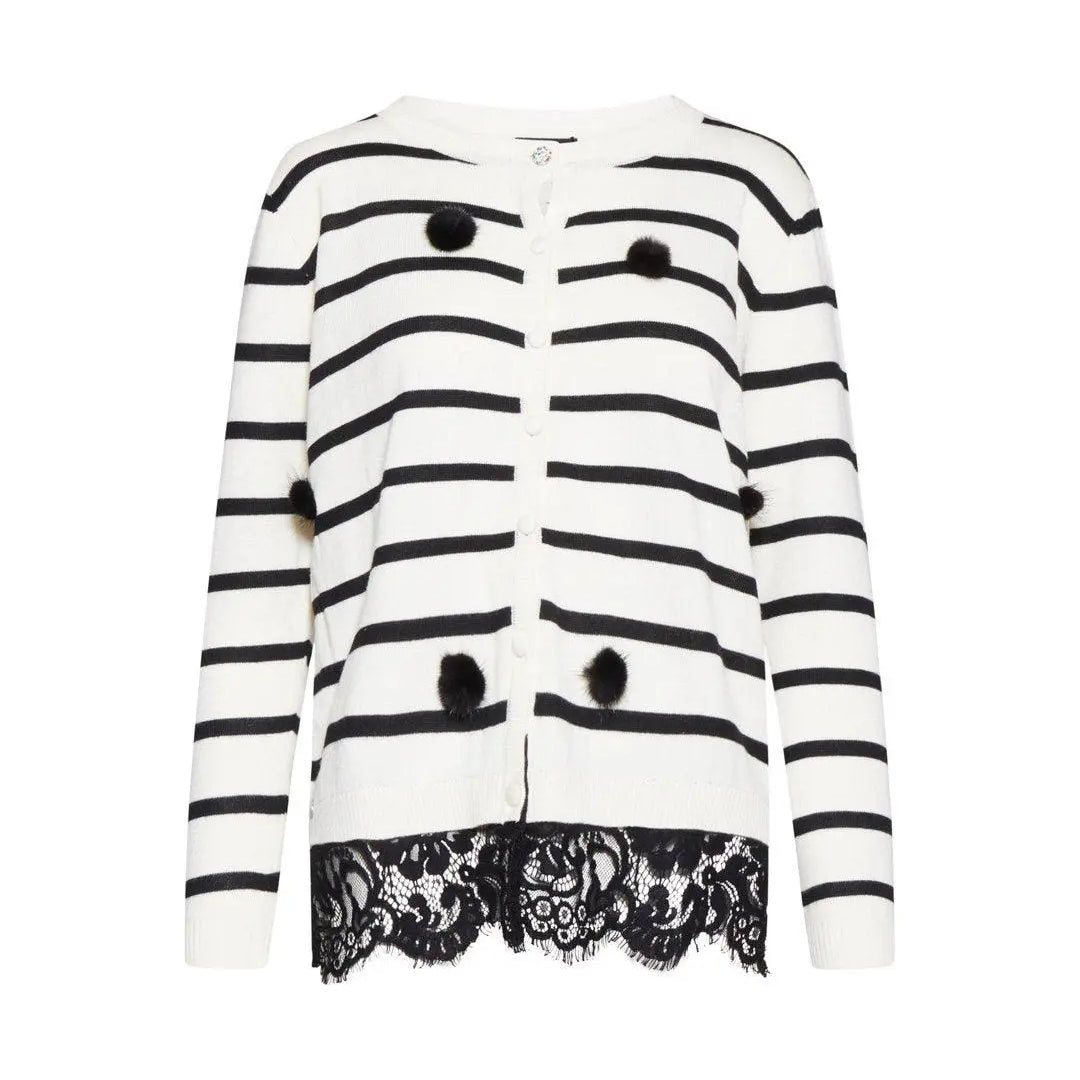 Cardigan intarsio BIANCO-NERO IRONICA