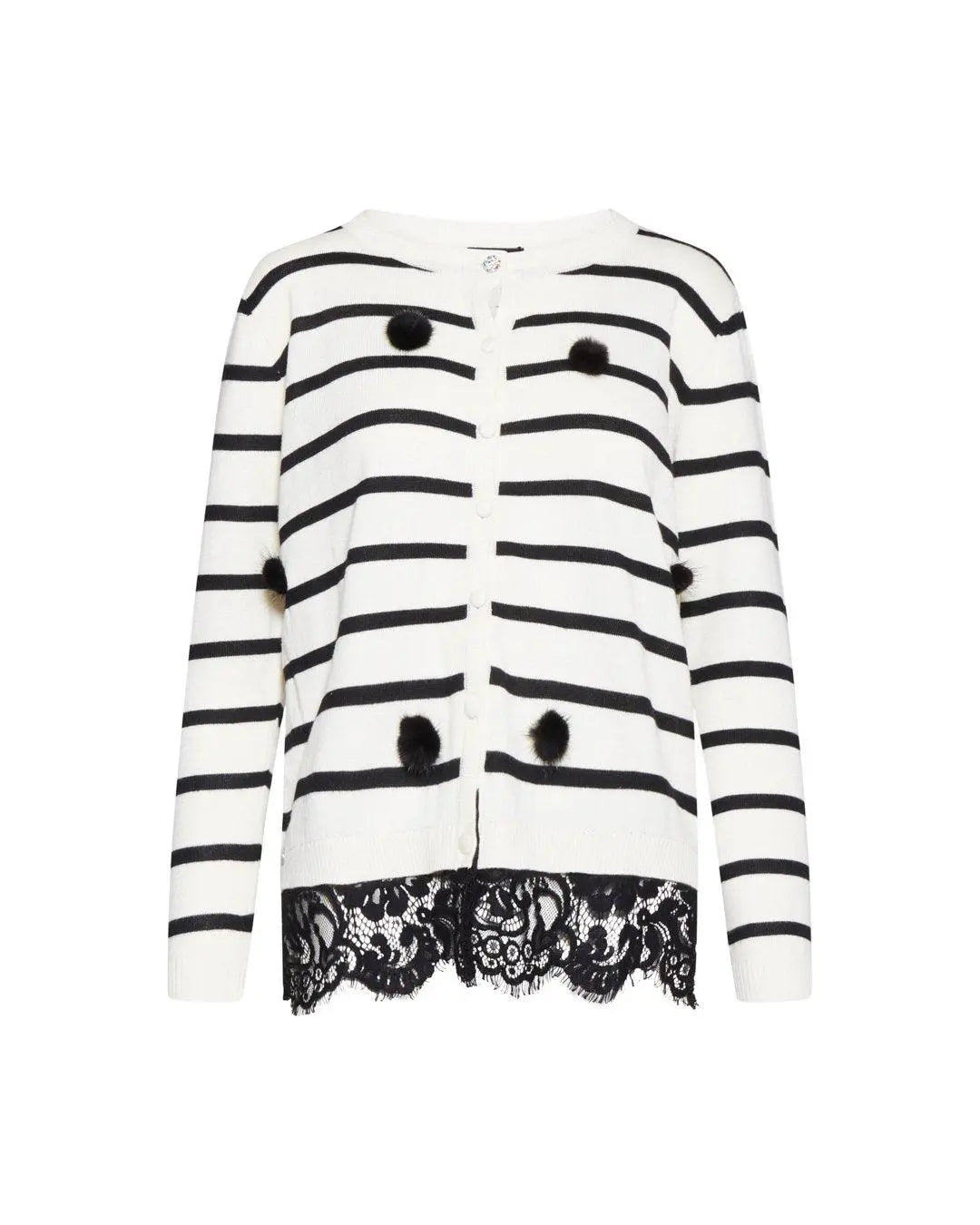 Cardigan intarsio BIANCO-NERO IRONICA