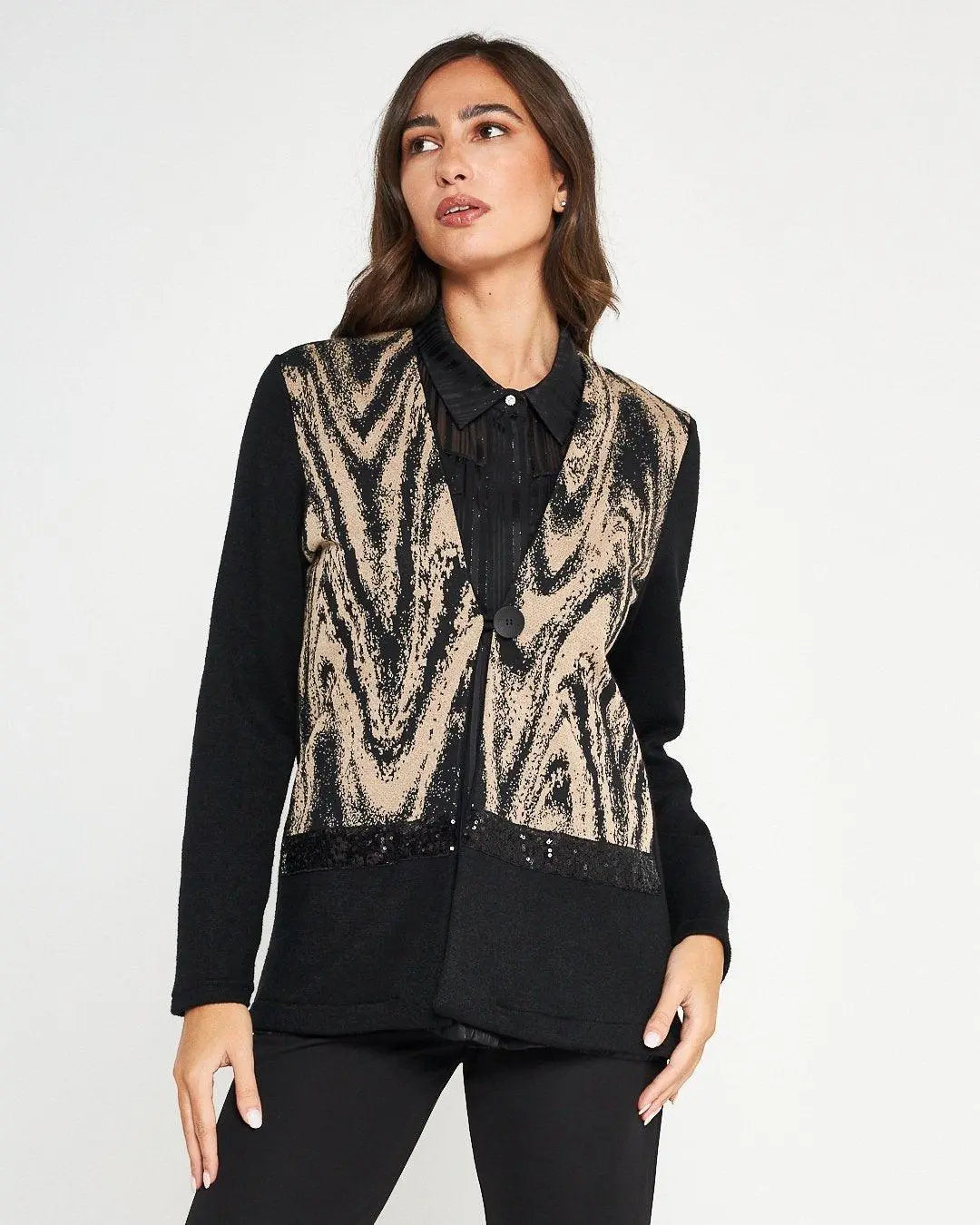 Cardigan jacquard NERO DORABELLA