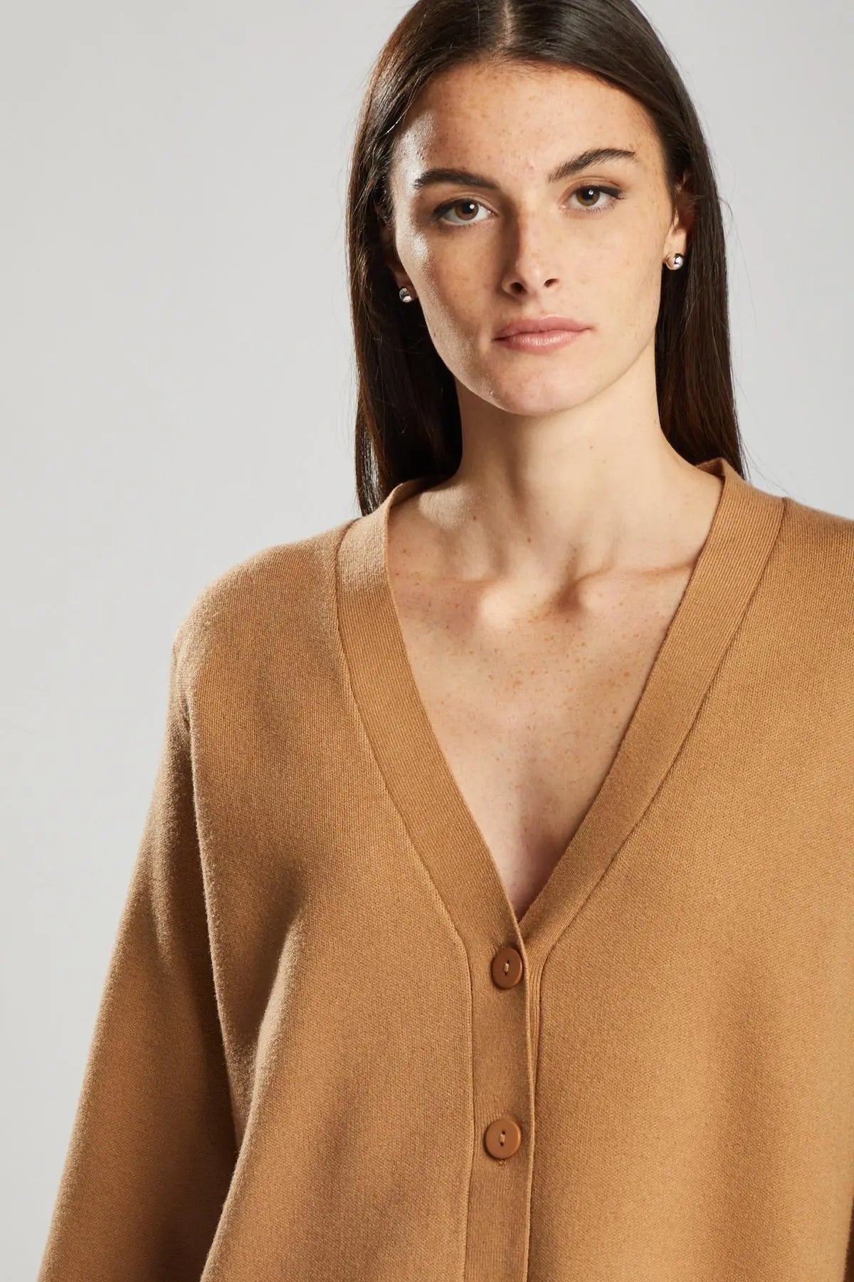 Cardigan jacquard geometrico CAMMELLO IRONICA