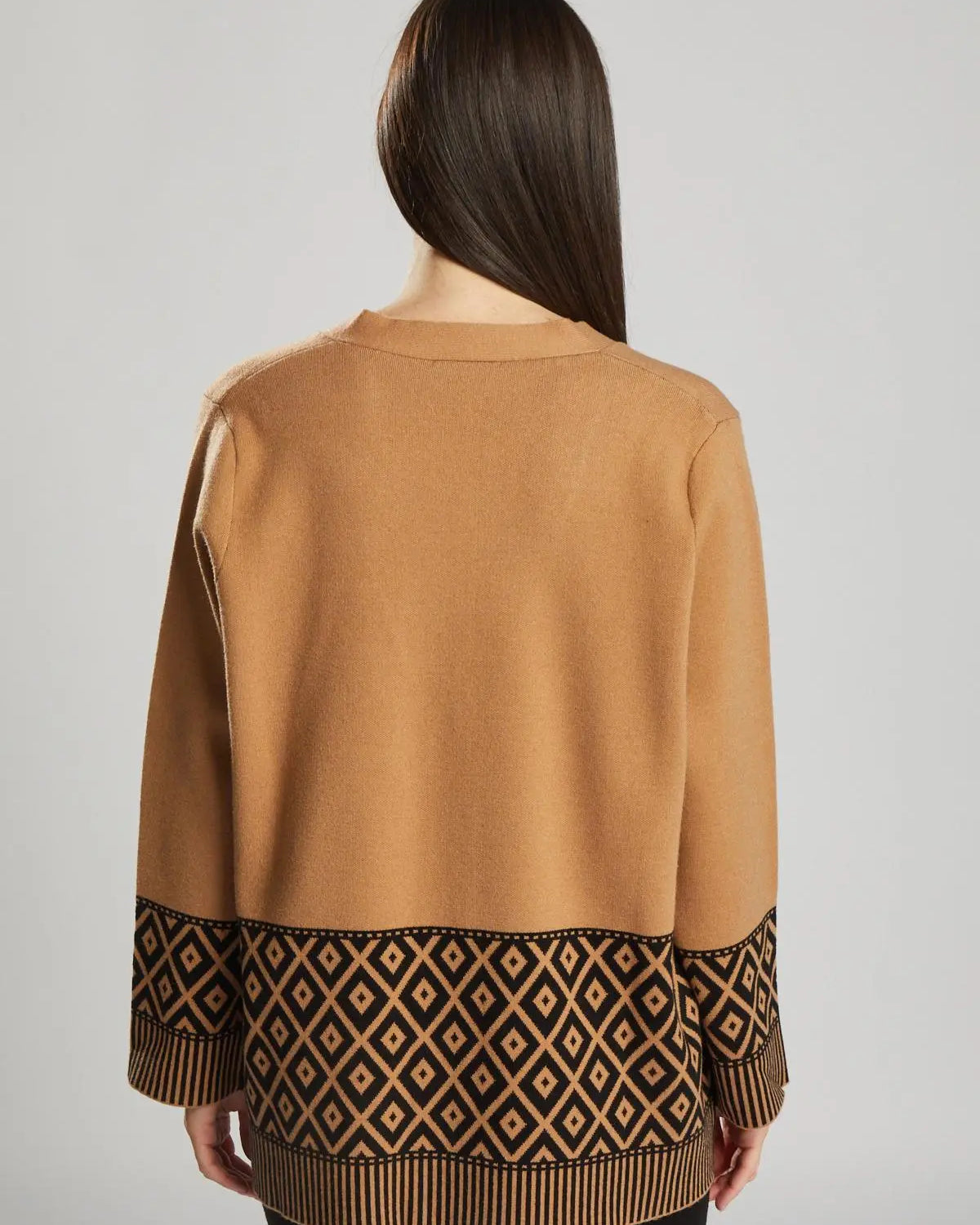 Cardigan jacquard geometrico CAMMELLO IRONICA