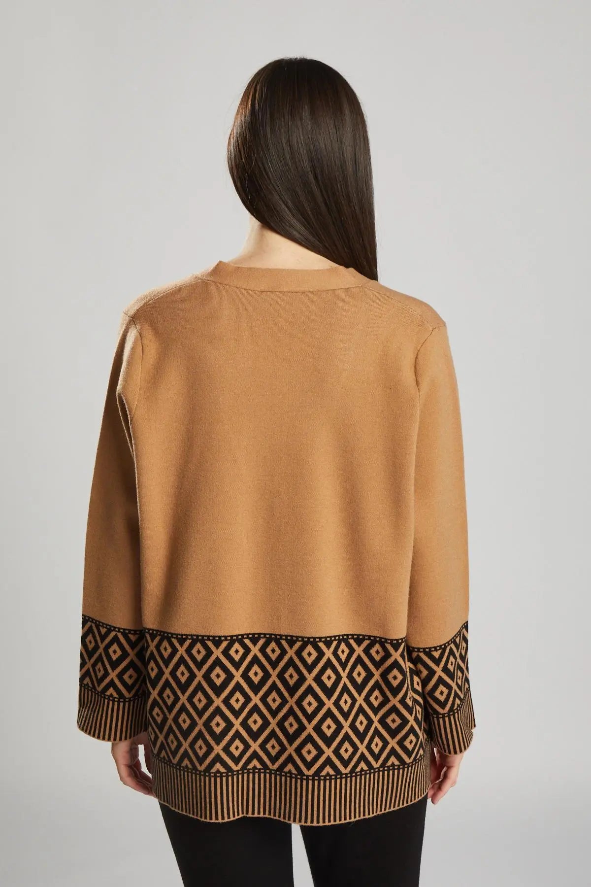 Cardigan jacquard geometrico CAMMELLO IRONICA