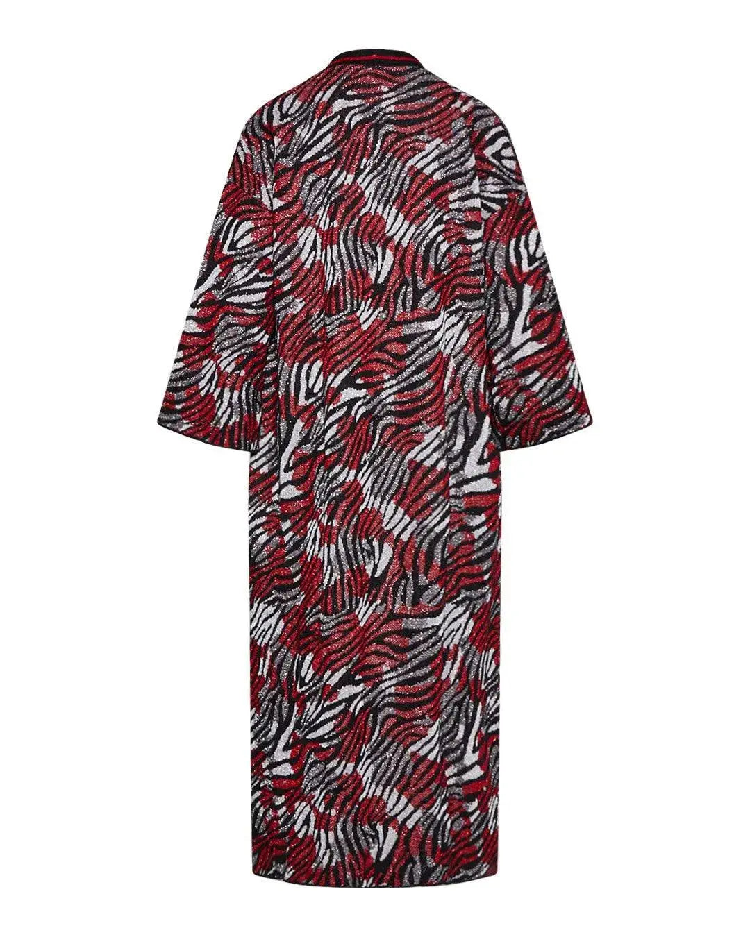 Cardigan lungo a fantasia ROSSO IRONICA