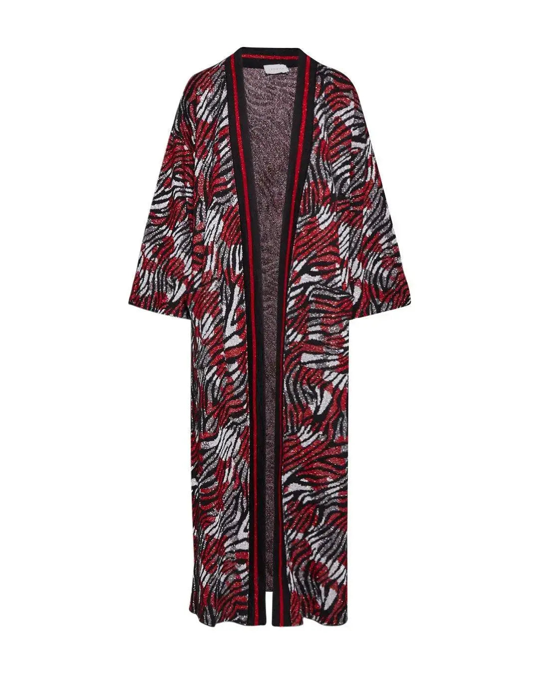 Cardigan lungo a fantasia ROSSO IRONICA