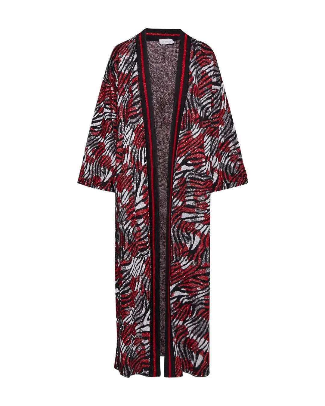 Cardigan lungo a fantasia ROSSO IRONICA