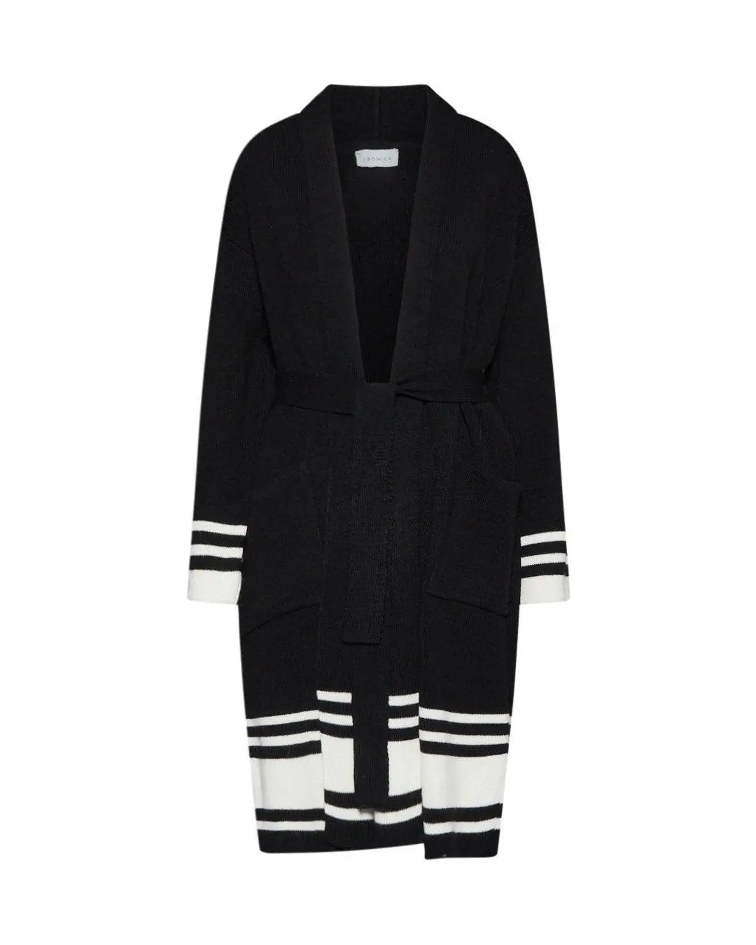 Cardigan lungo bicolor NERO IRONICA 3