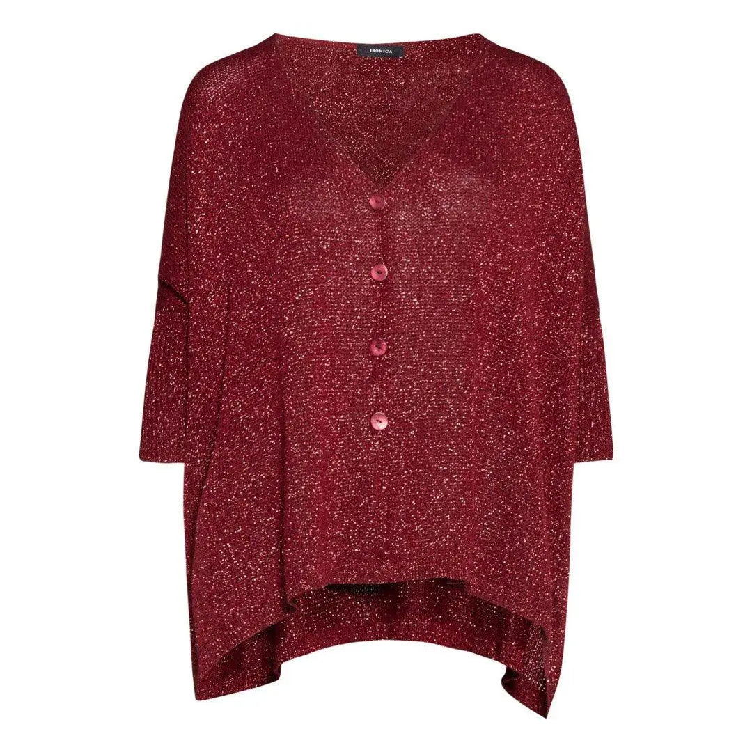 Cardigan over in lurex BORDEAUX IRONICA XXL