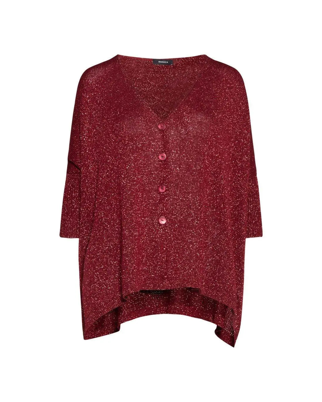 Cardigan over in lurex BORDEAUX IRONICA XXL