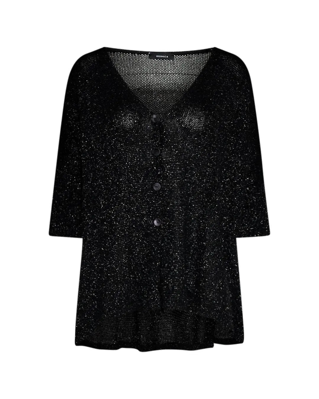 Cardigan over in lurex NERO IRONICA XXL