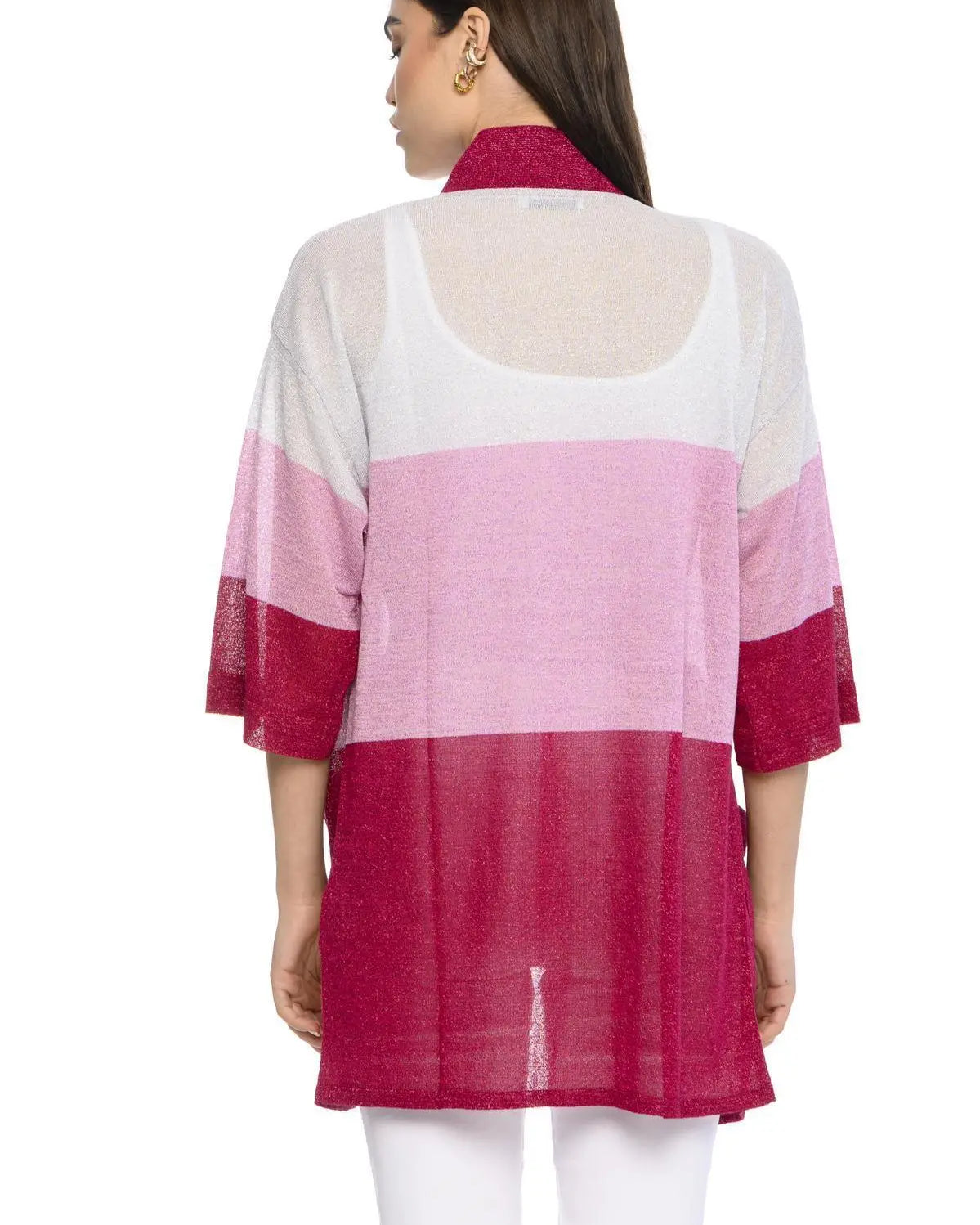 Cardigan righe e lurex MAGENTA IRONICA