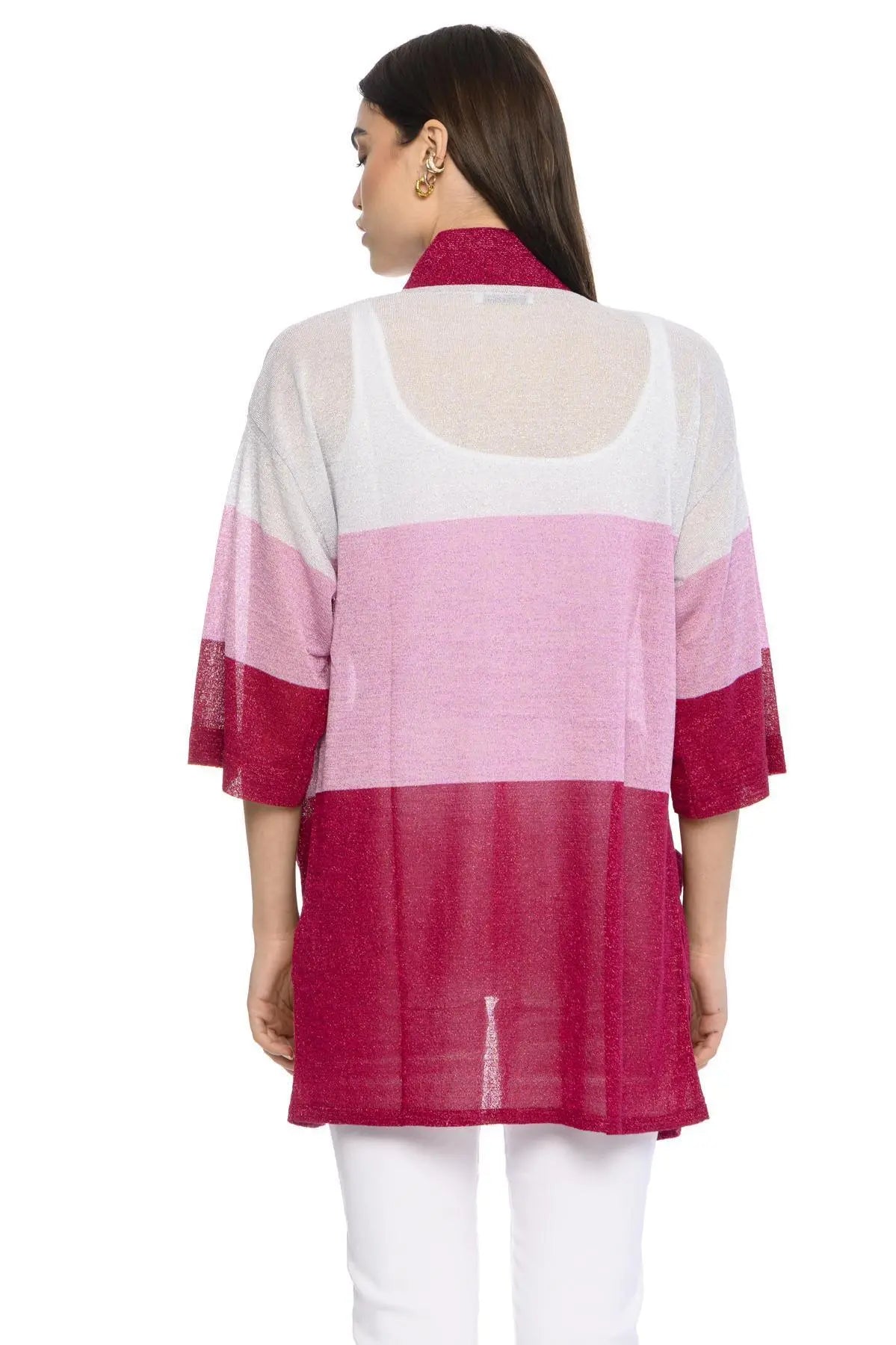 Cardigan righe e lurex MAGENTA IRONICA