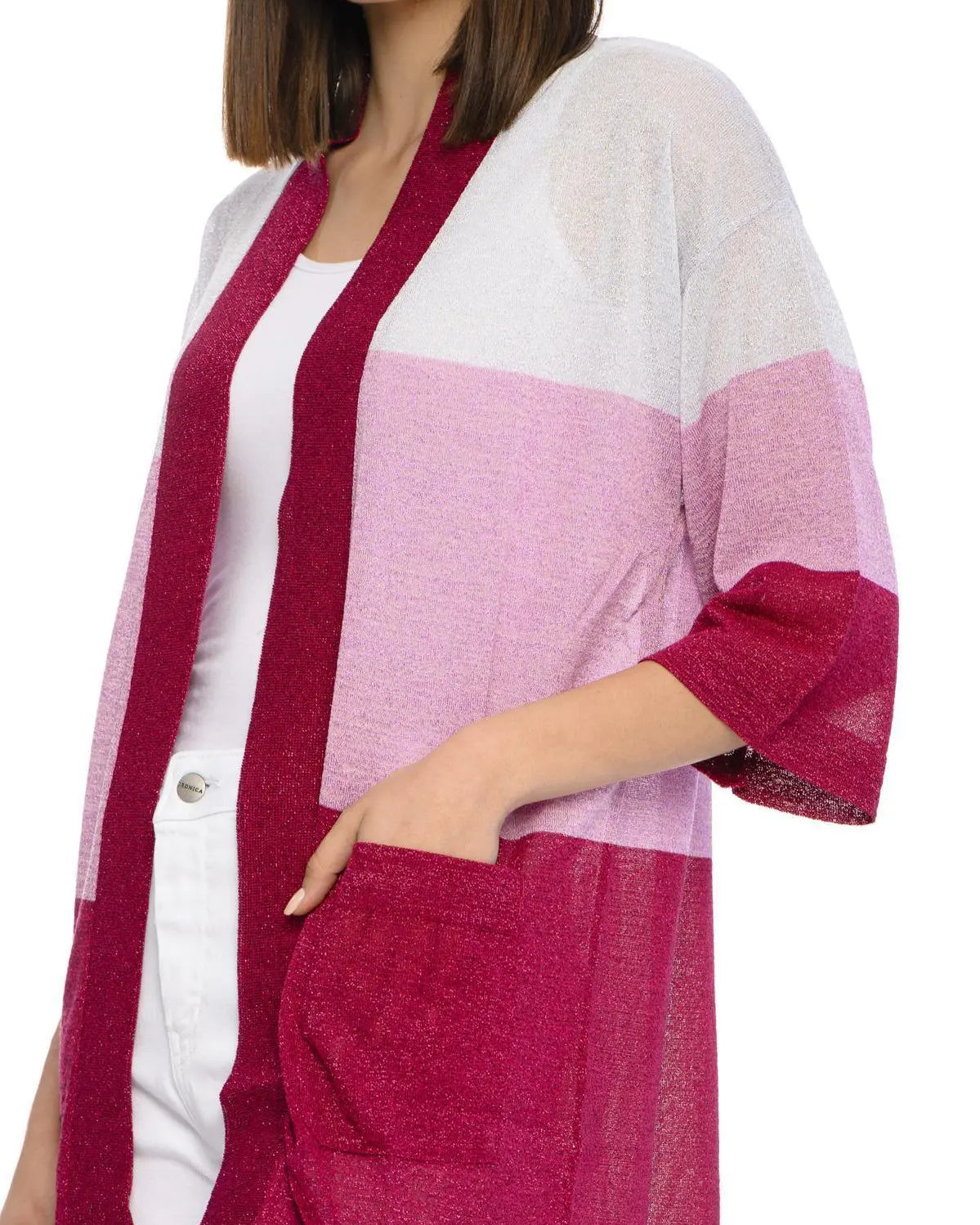 Cardigan righe e lurex MAGENTA IRONICA