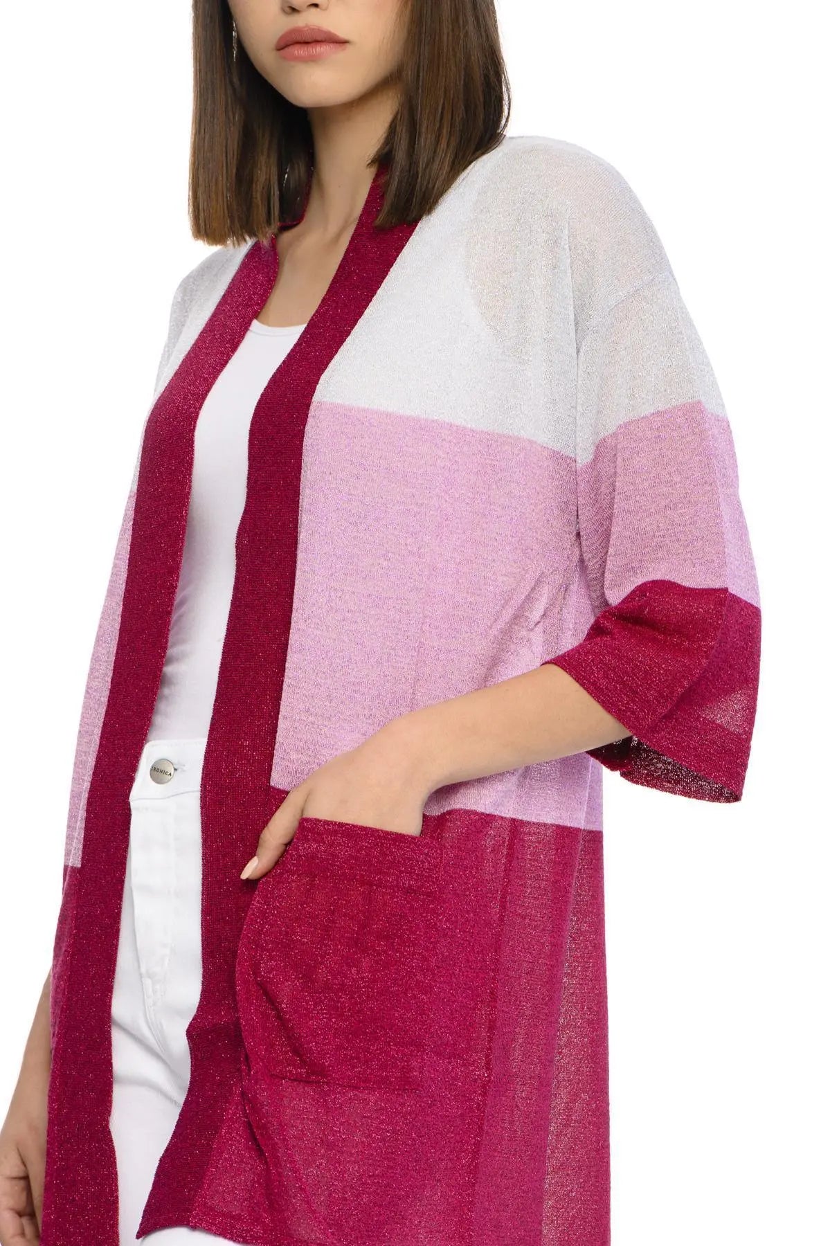 Cardigan righe e lurex MAGENTA IRONICA