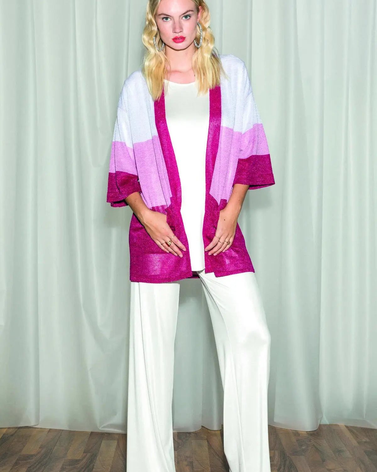 Cardigan righe e lurex MAGENTA IRONICA