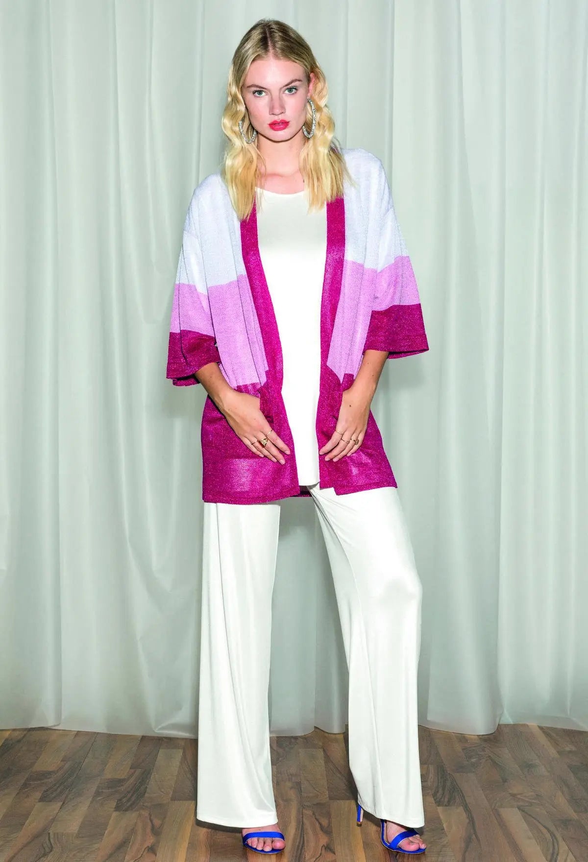 Cardigan righe e lurex MAGENTA IRONICA