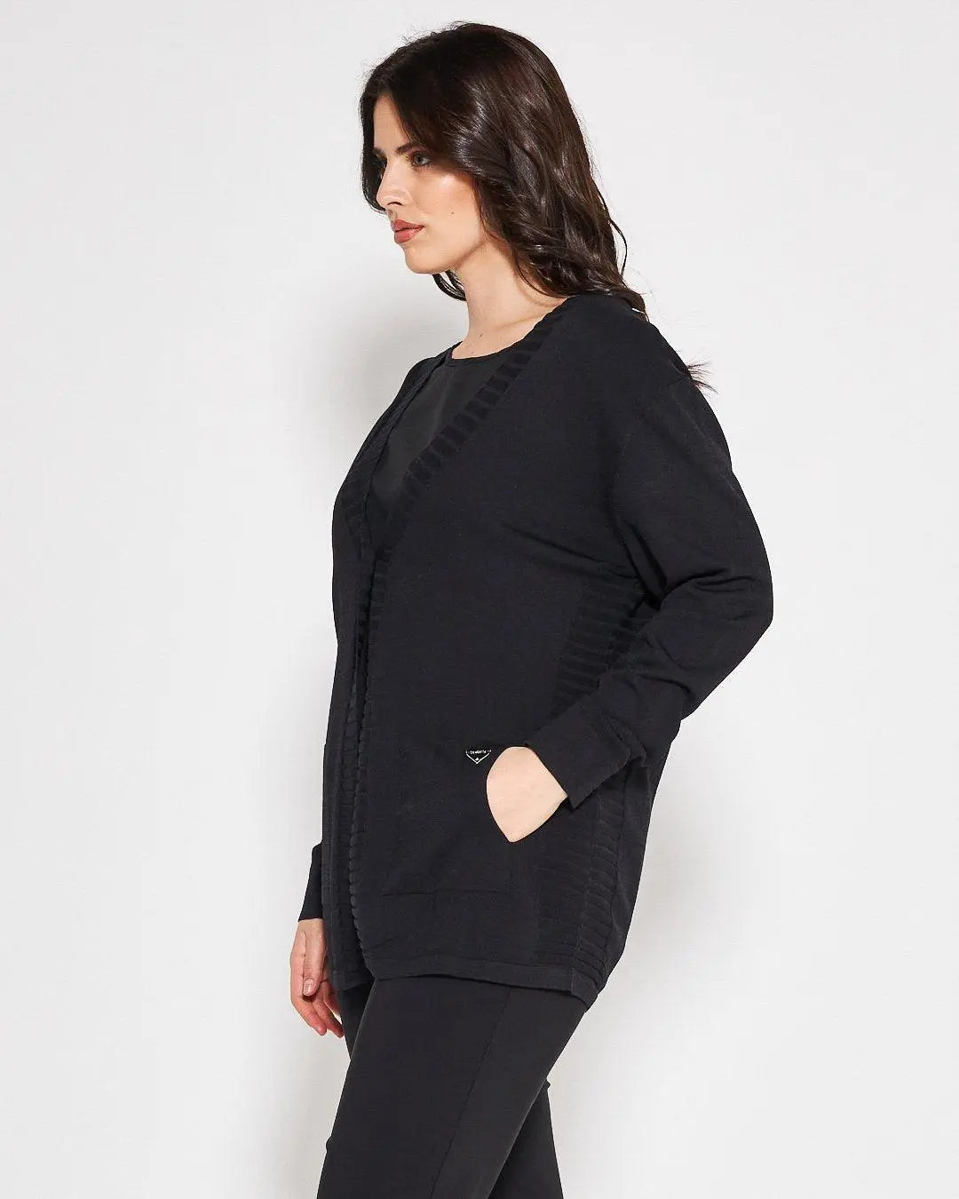 Cardigan scollo  a V NERO DORABELLA PIU'