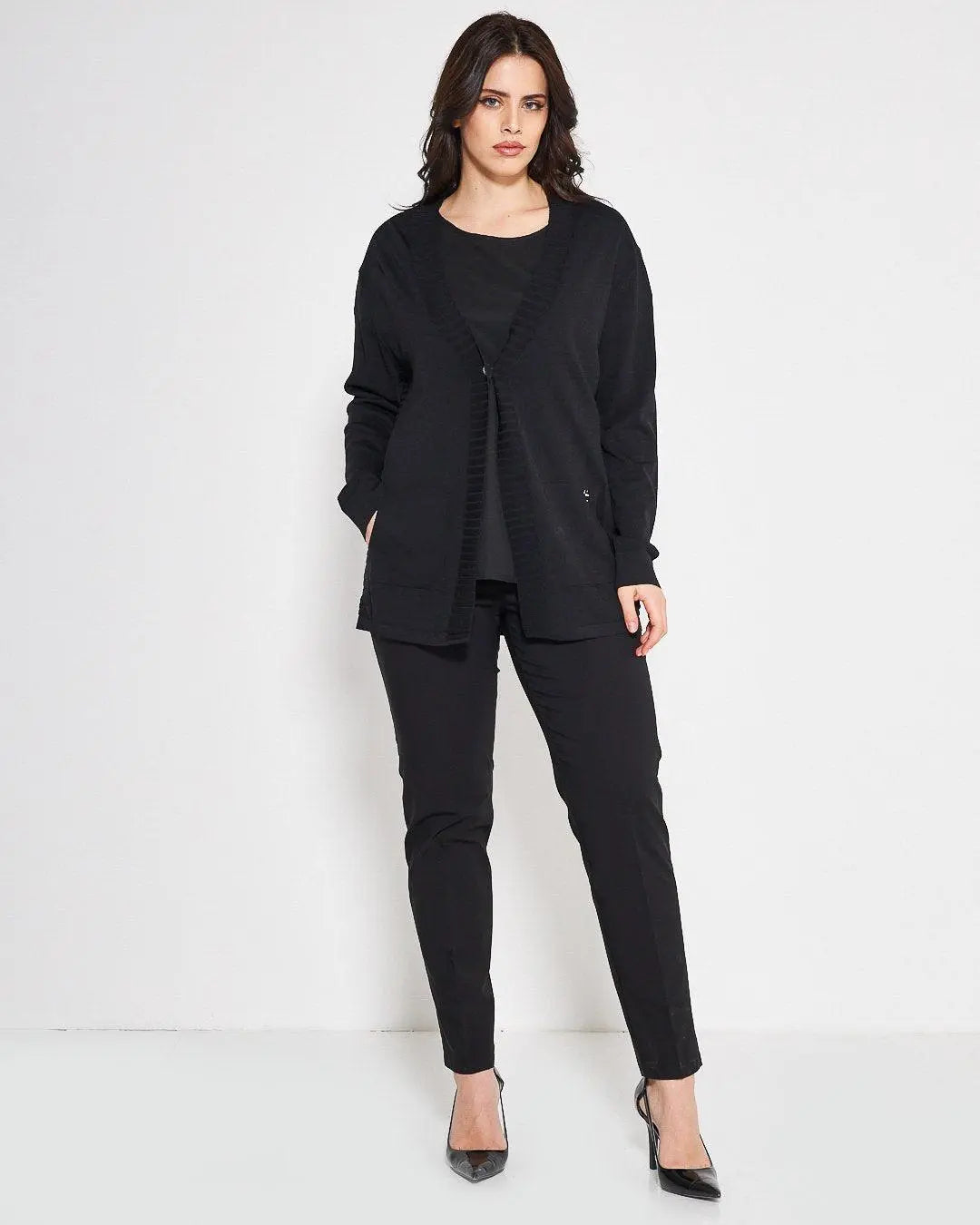 Cardigan scollo  a V NERO DORABELLA PIU'