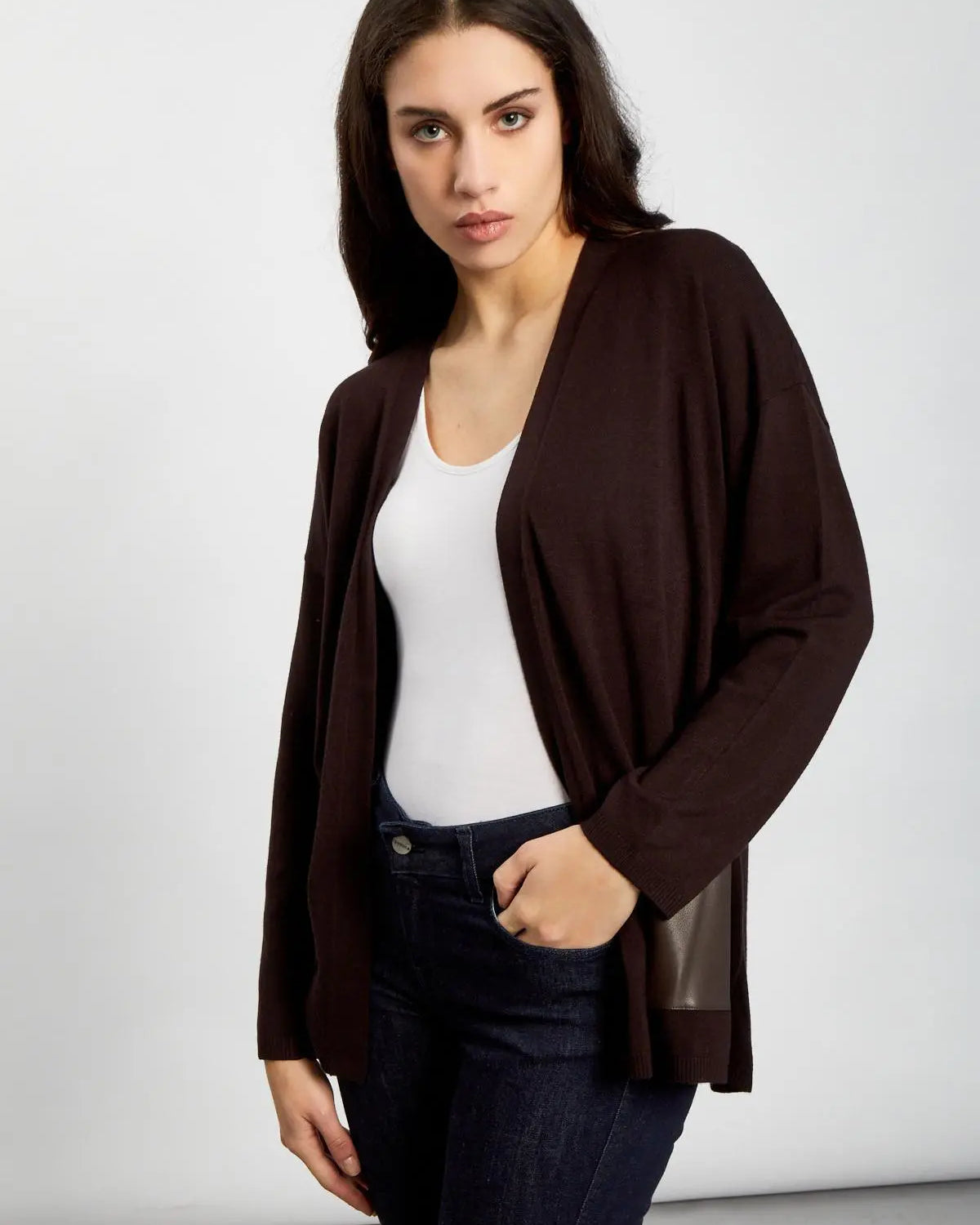 Cardigan senza bottoni MORO IRONICA
