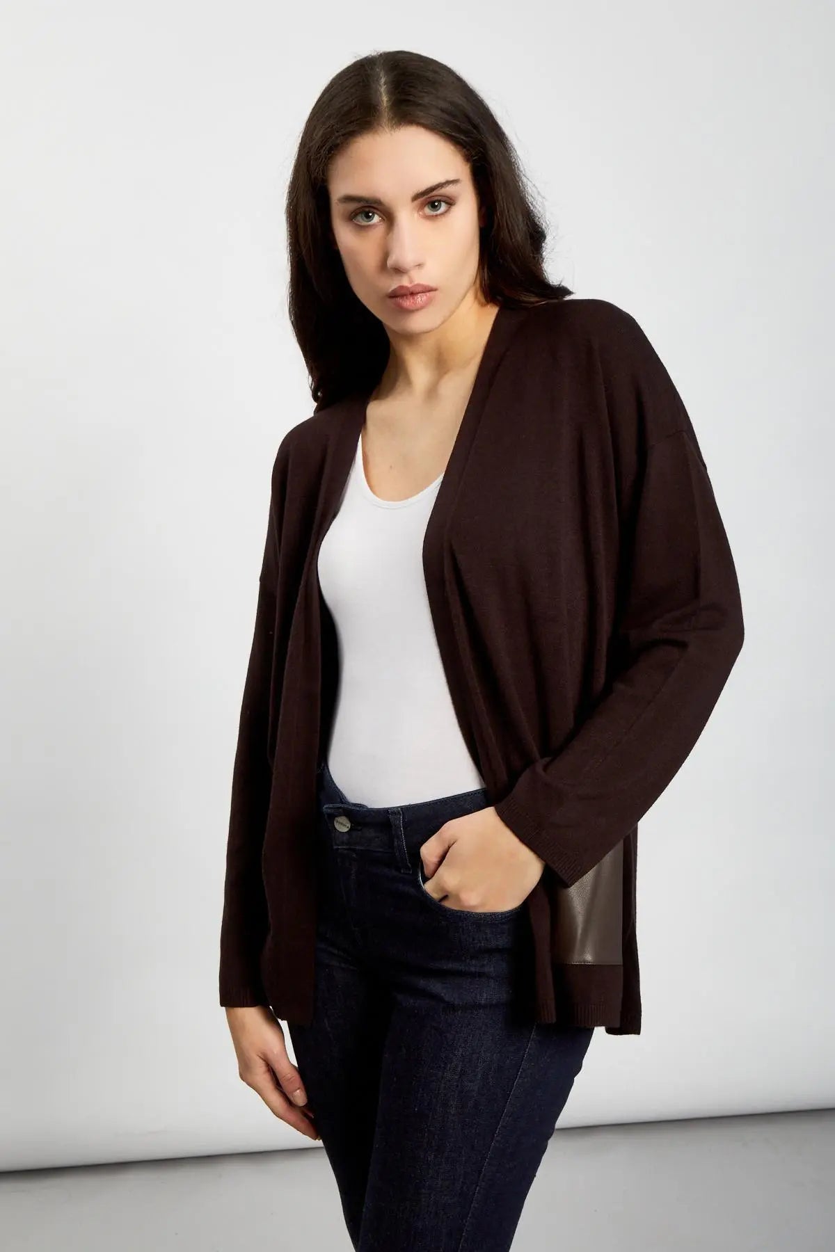 Cardigan senza bottoni MORO IRONICA