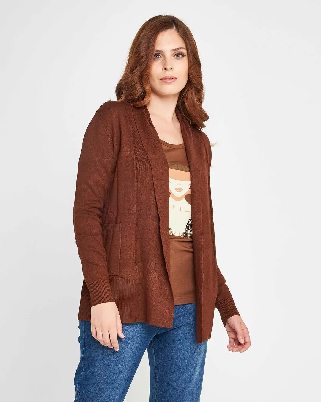 Cardigan tinta unita Marrone DORABELLA