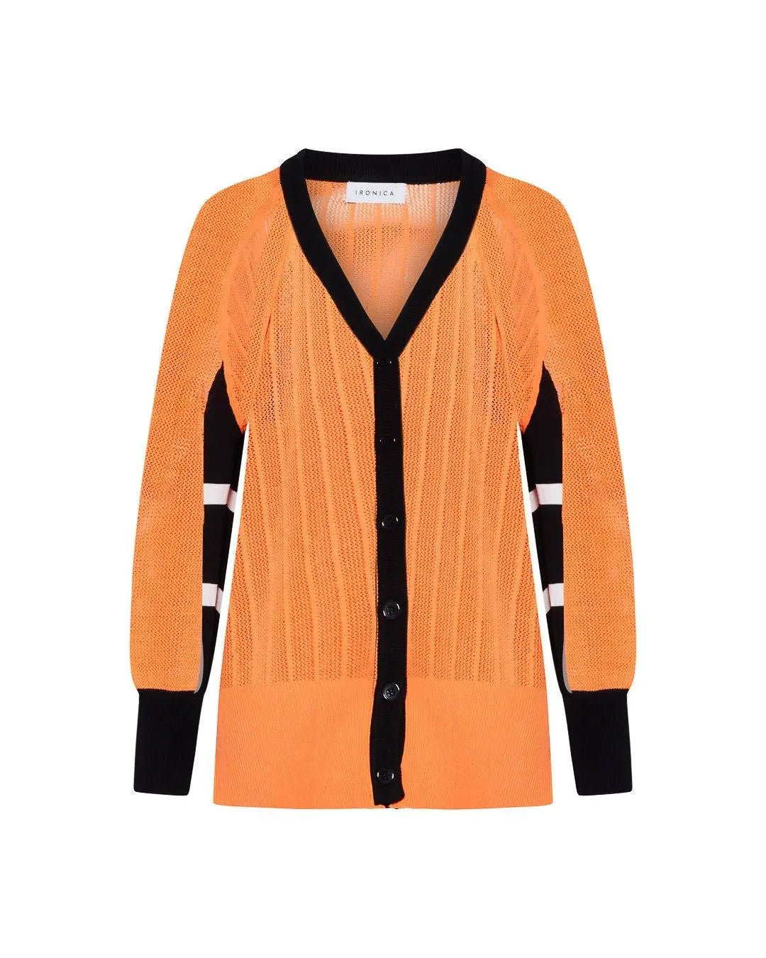 Cardigan traforato ARANCIO-NERO-PANNA IRONICA