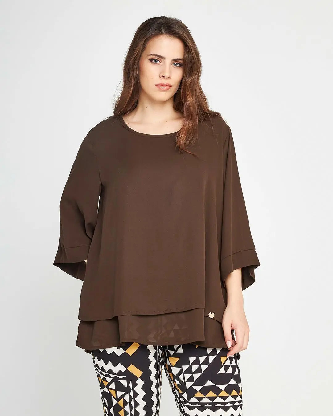 Casacca balze Marrone DORABELLA PIU'