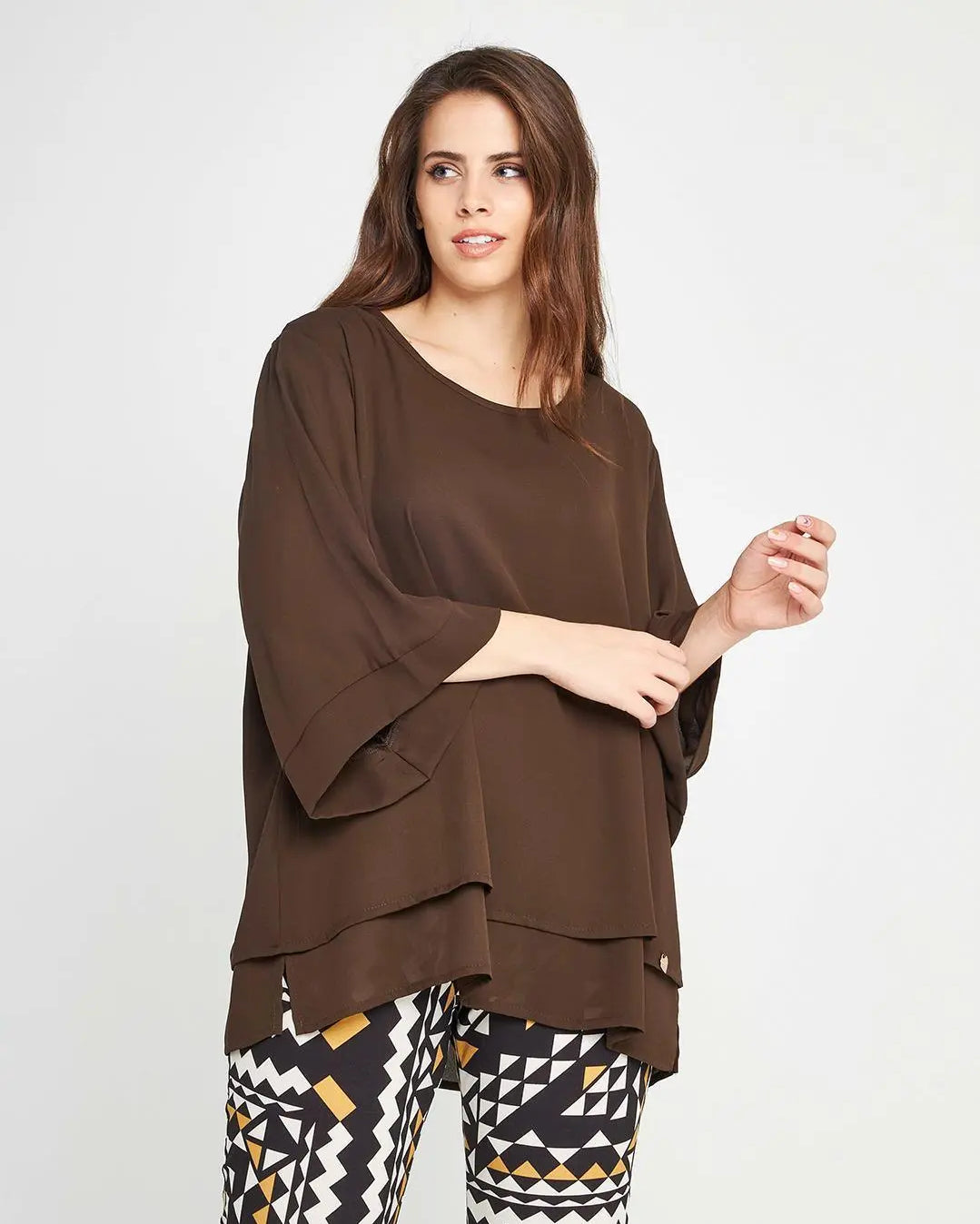 Casacca balze Marrone DORABELLA PIU'