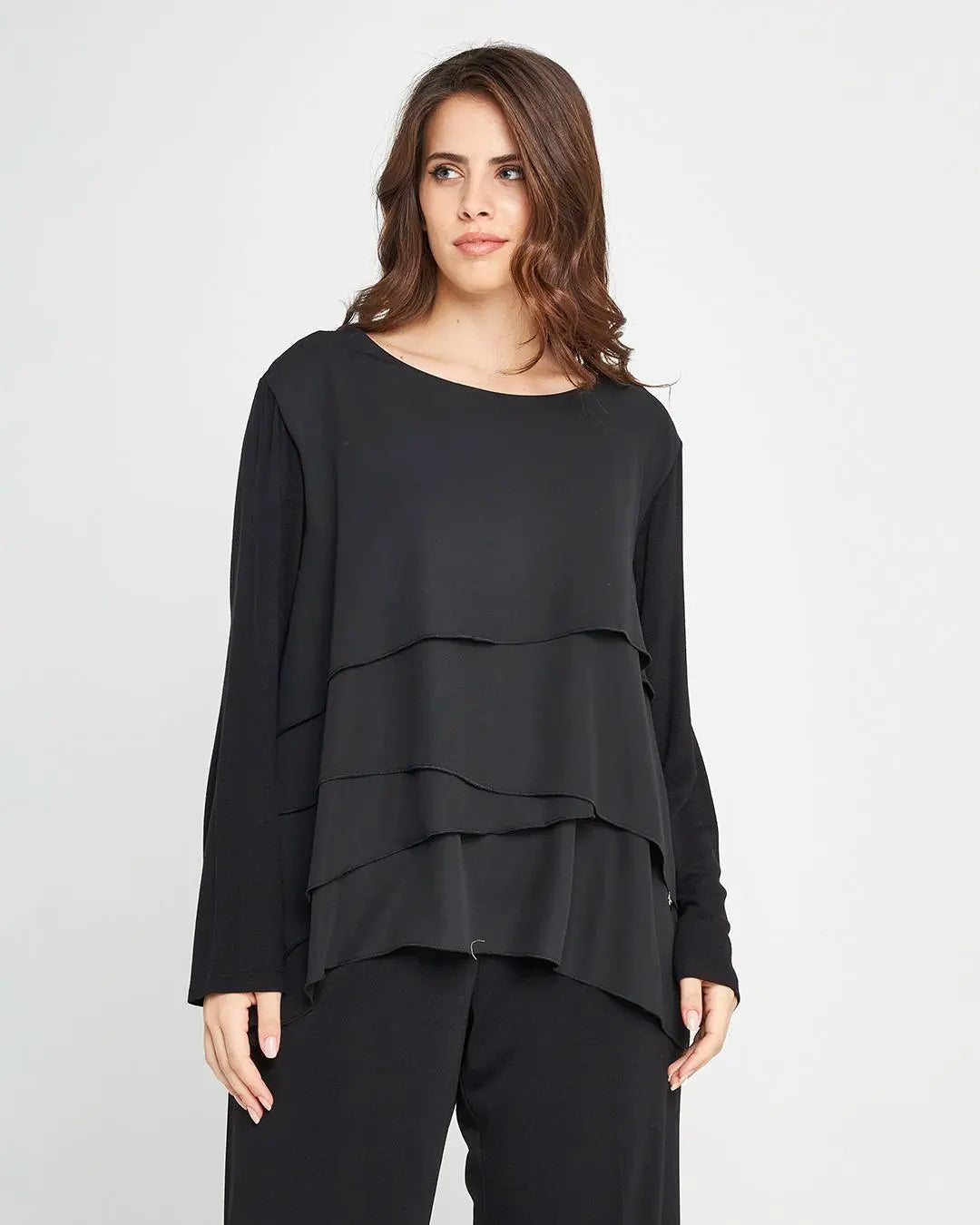 Casacca balze Nero DORABELLA PIU'