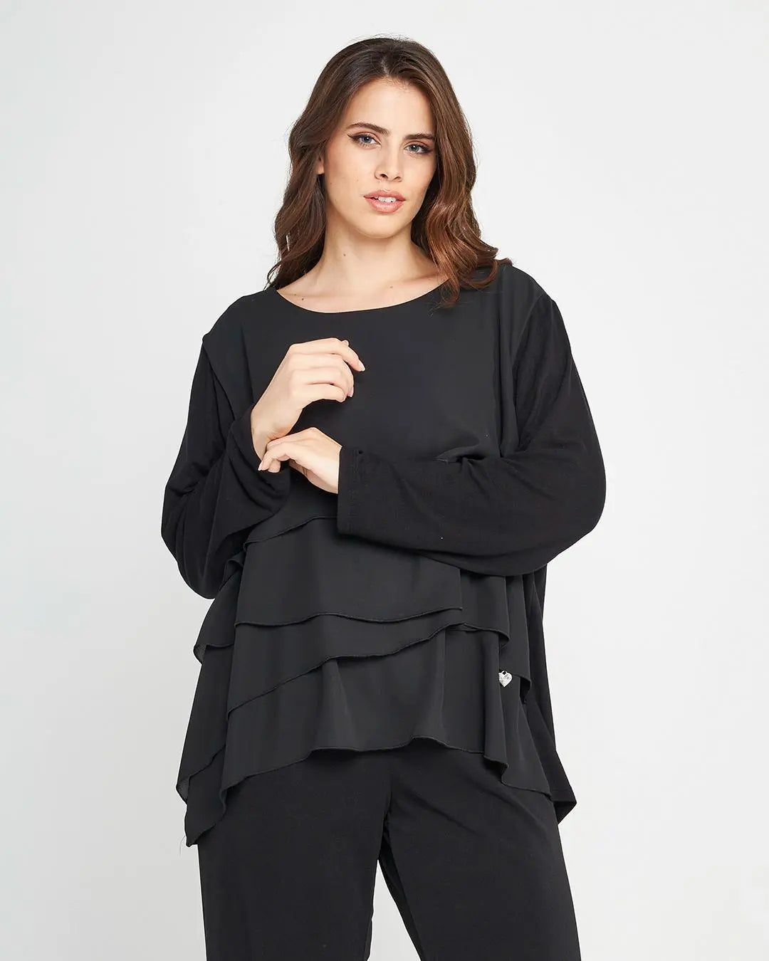 Casacca balze Nero DORABELLA PIU'