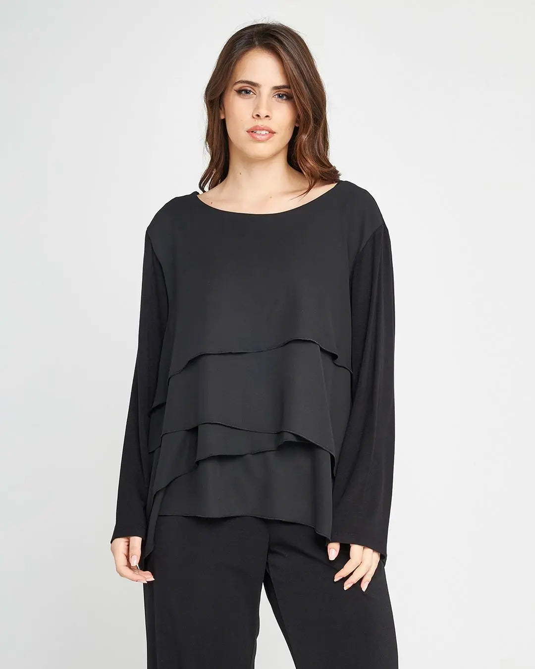 Casacca balze Nero DORABELLA PIU'