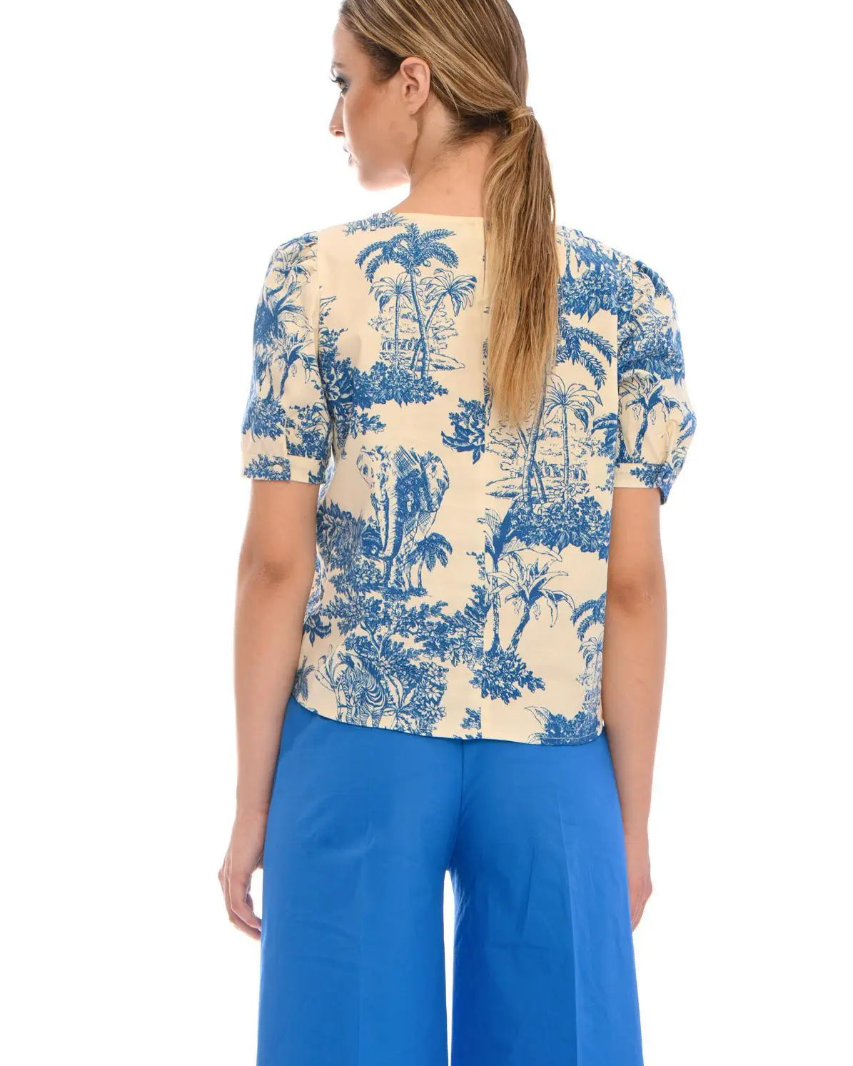 Casacca fantasia wild LIGHT BEIGE - BLU IRONICA