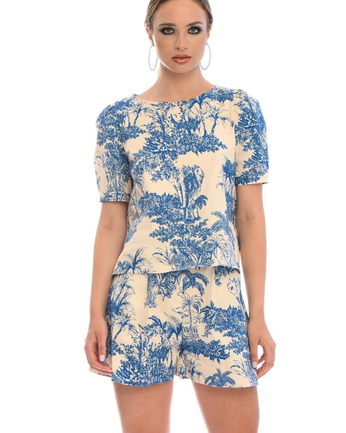 Casacca fantasia wild LIGHT BEIGE - BLU IRONICA