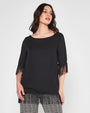 Casacca frange Nero DORABELLA XXL