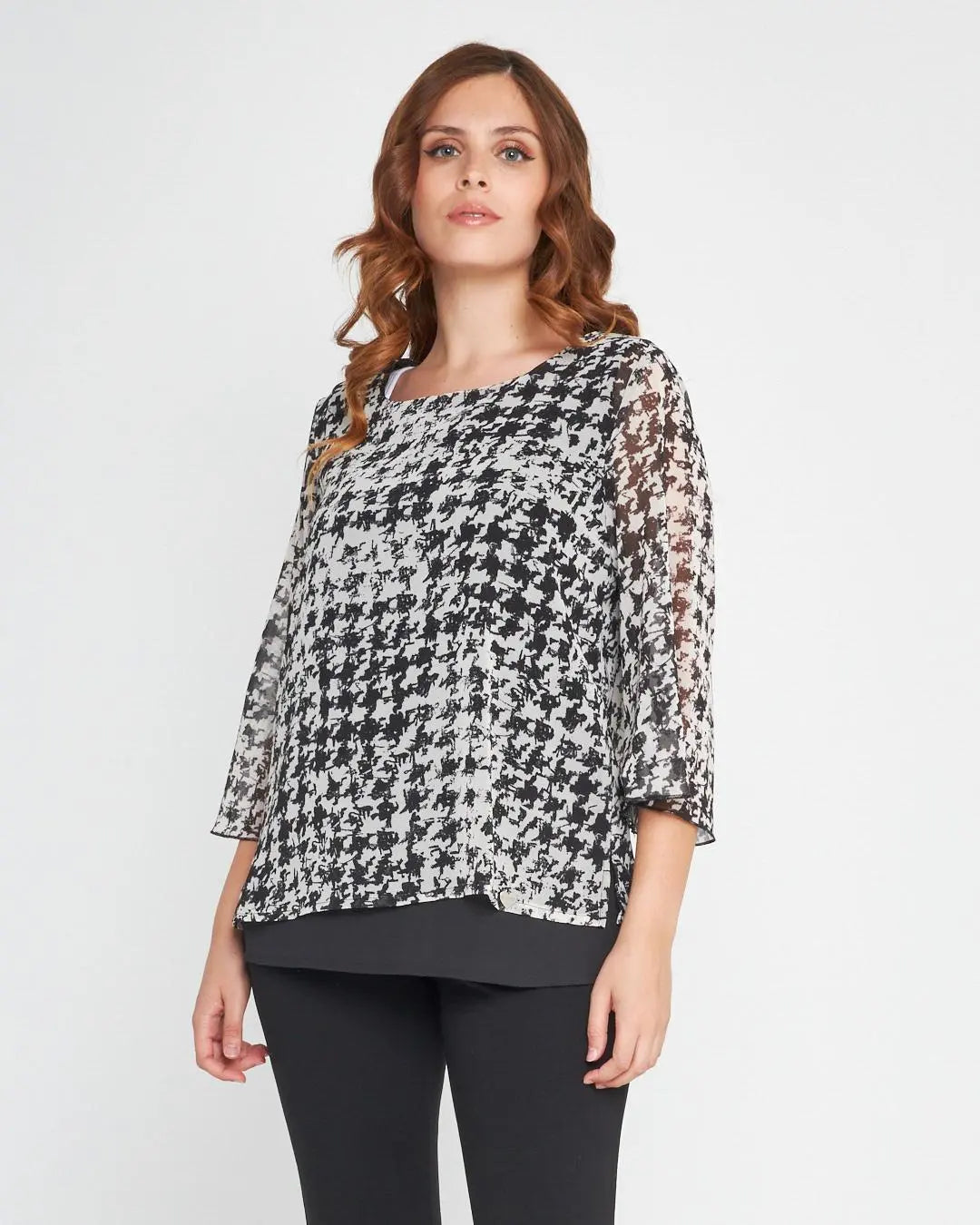 Casacca pied de poul NERO-BIANCO DORABELLA