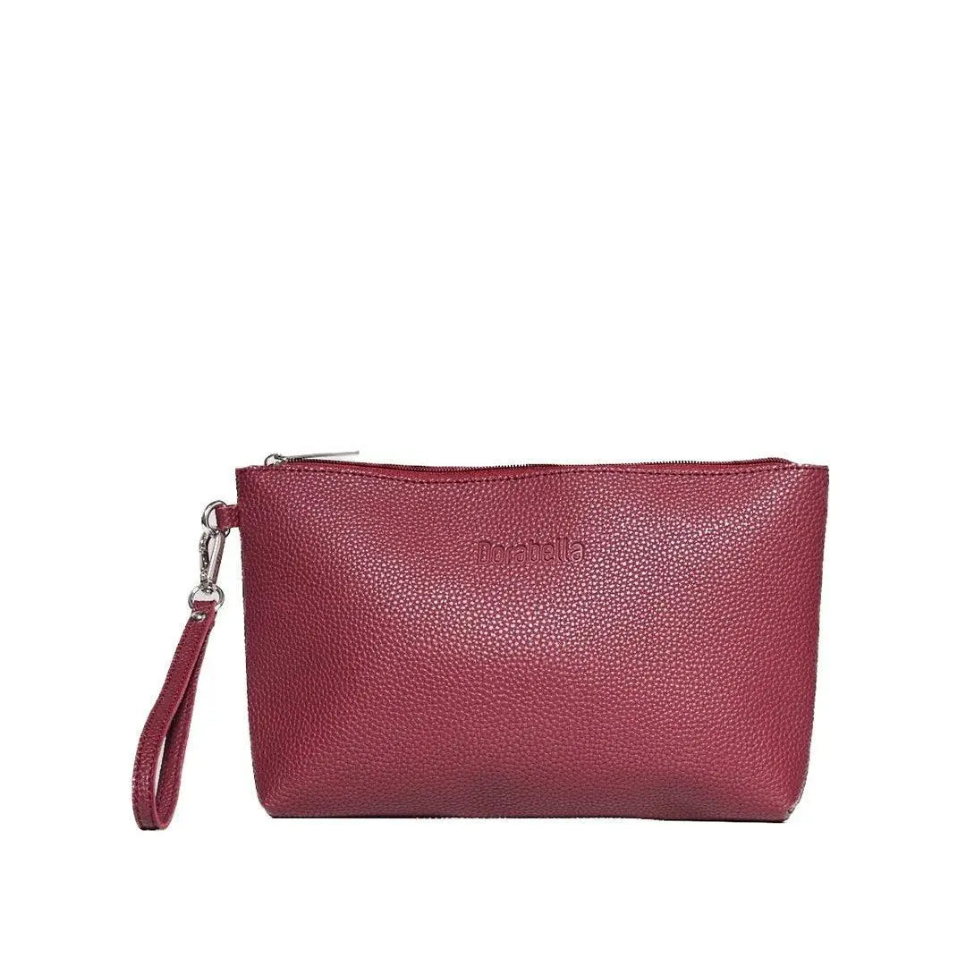 Clutch in ecopelle a grana con logo sul davanti e cinturino da polso AMARENA DORABELLA EASY Un