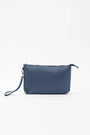 Clutch in ecopelle a grana con logo sul davanti e cinturino da polso BLU-NAVY DORABELLA EASY Un