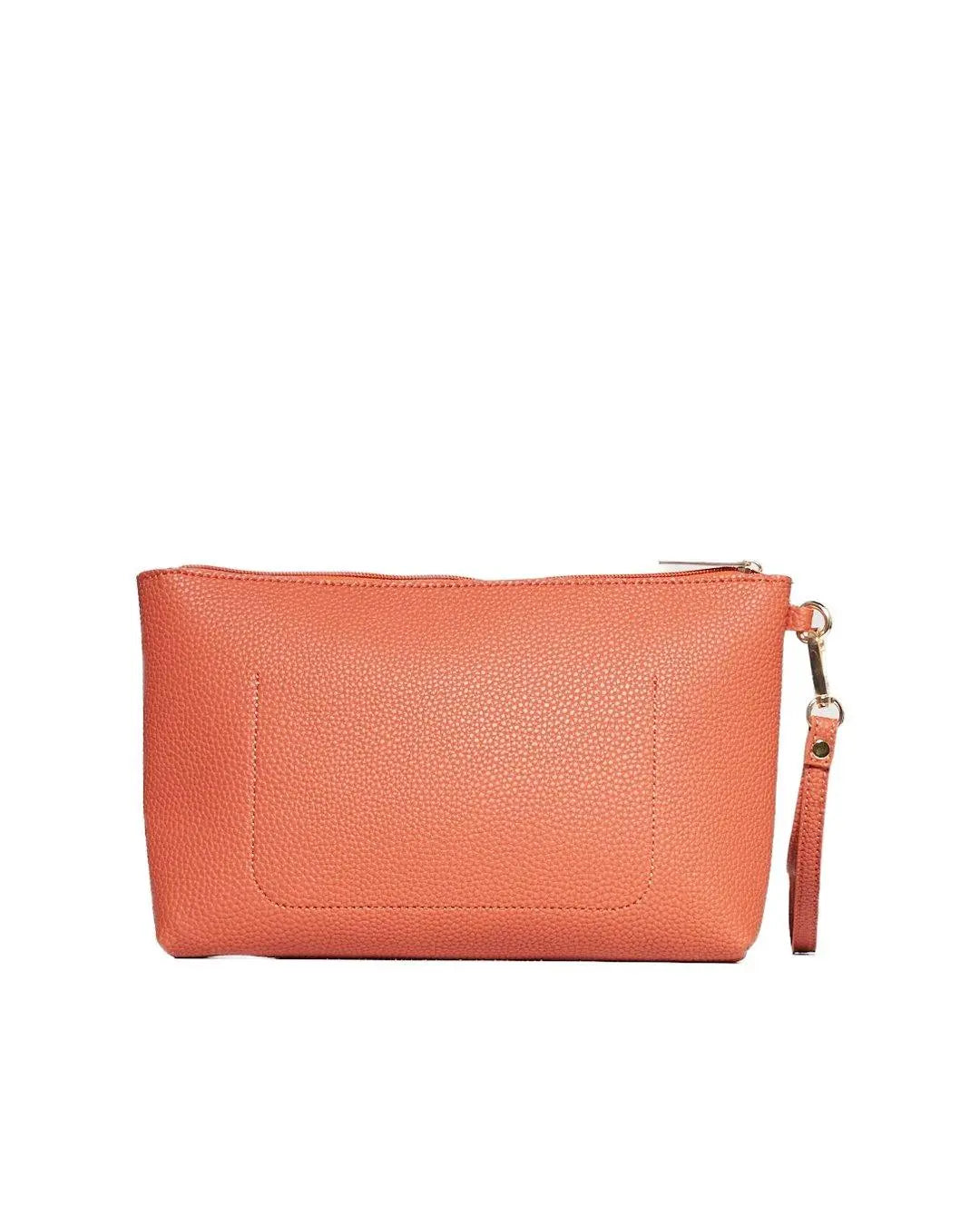 Clutch in ecopelle a grana con logo sul davanti e cinturino da polso CANNELLA DORABELLA EASY