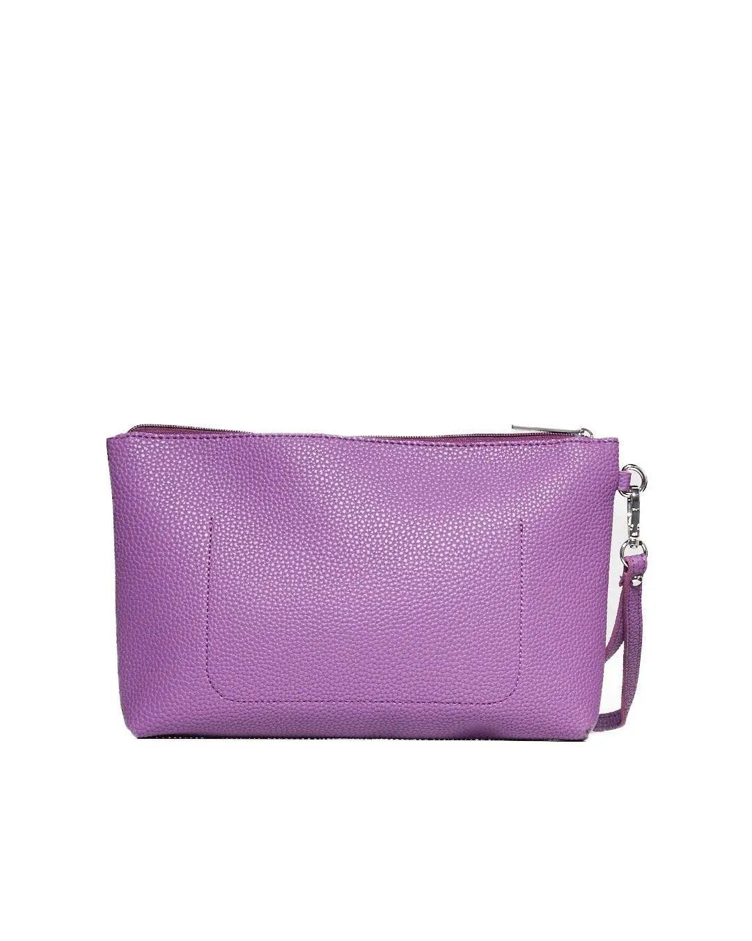 Clutch in ecopelle a grana con logo sul davanti e cinturino da polso LAVANDA DORABELLA EASY