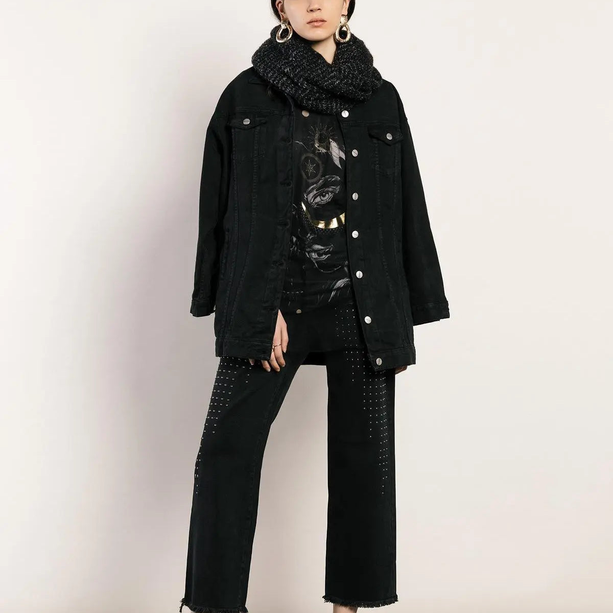 Collo intrecciato NERO-ARGENTO IRONICA