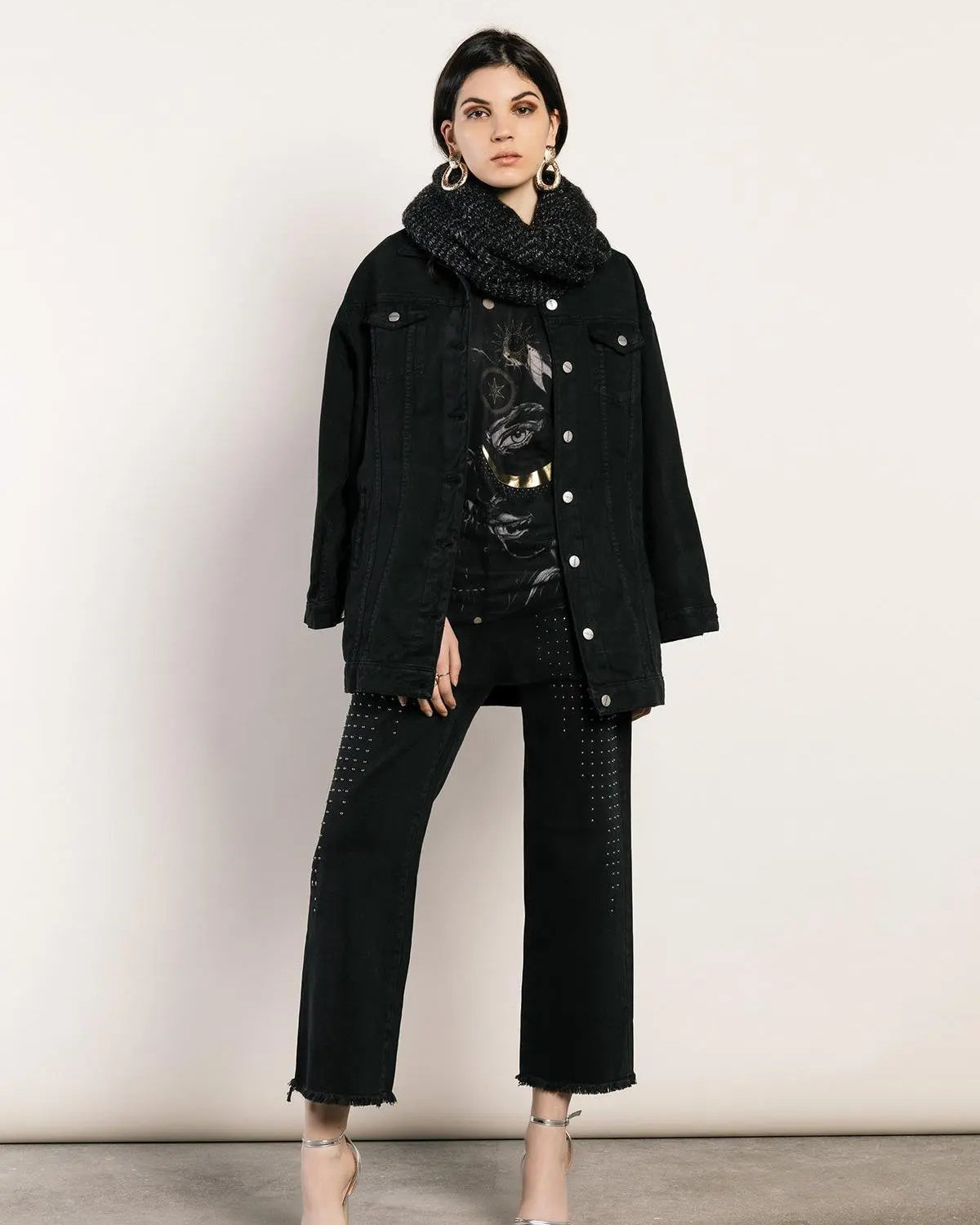 Collo intrecciato NERO-ARGENTO IRONICA