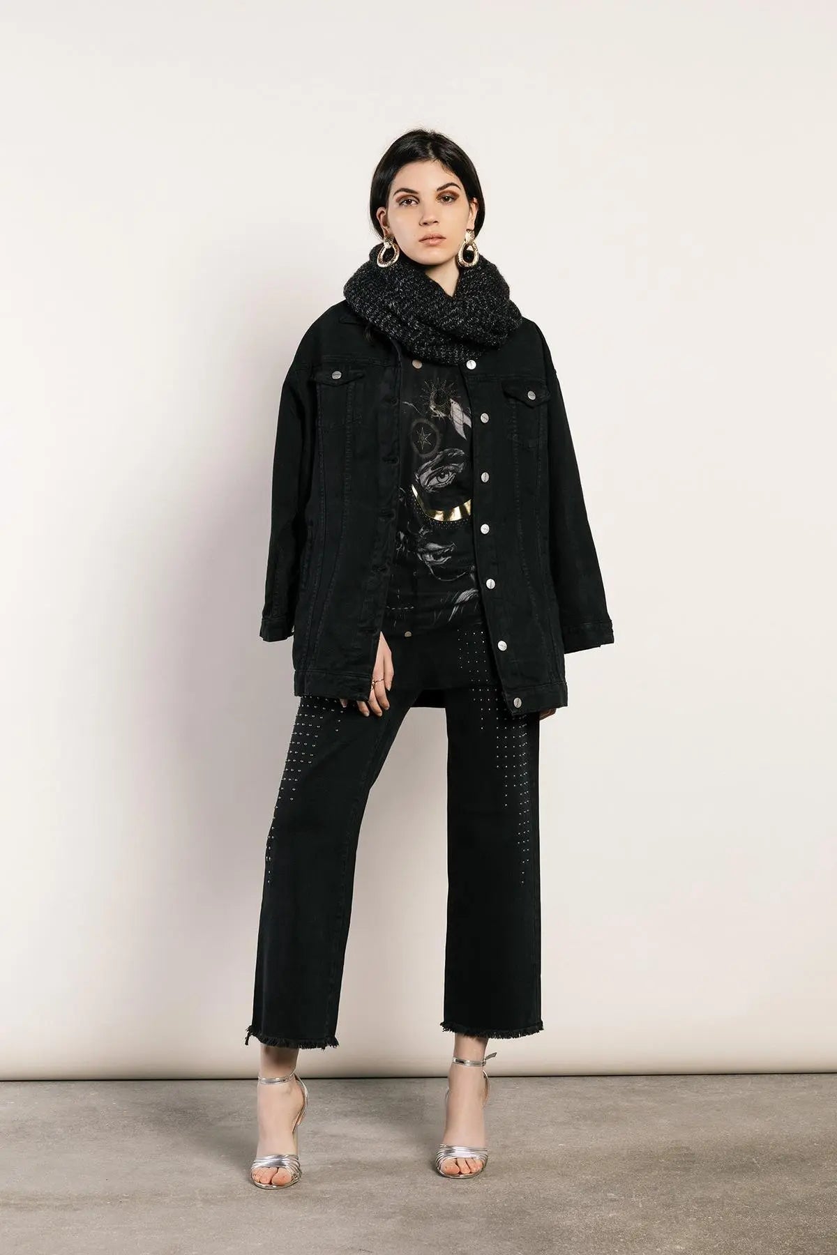 Collo intrecciato NERO-ARGENTO IRONICA