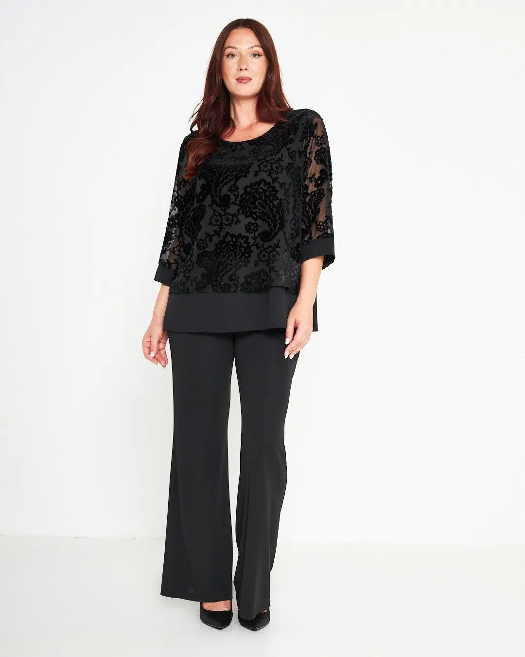 Completo jacquard floccato NERO DORABELLA PIU'