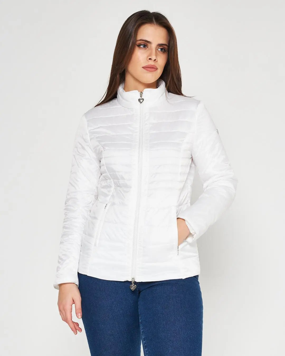 Easy jacket con zip e piping BIANCO DORABELLA EASY XXL