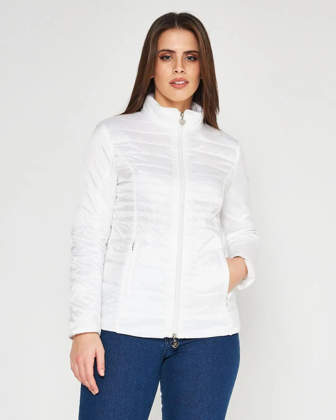 Easy jacket con zip e piping BIANCO DORABELLA EASY