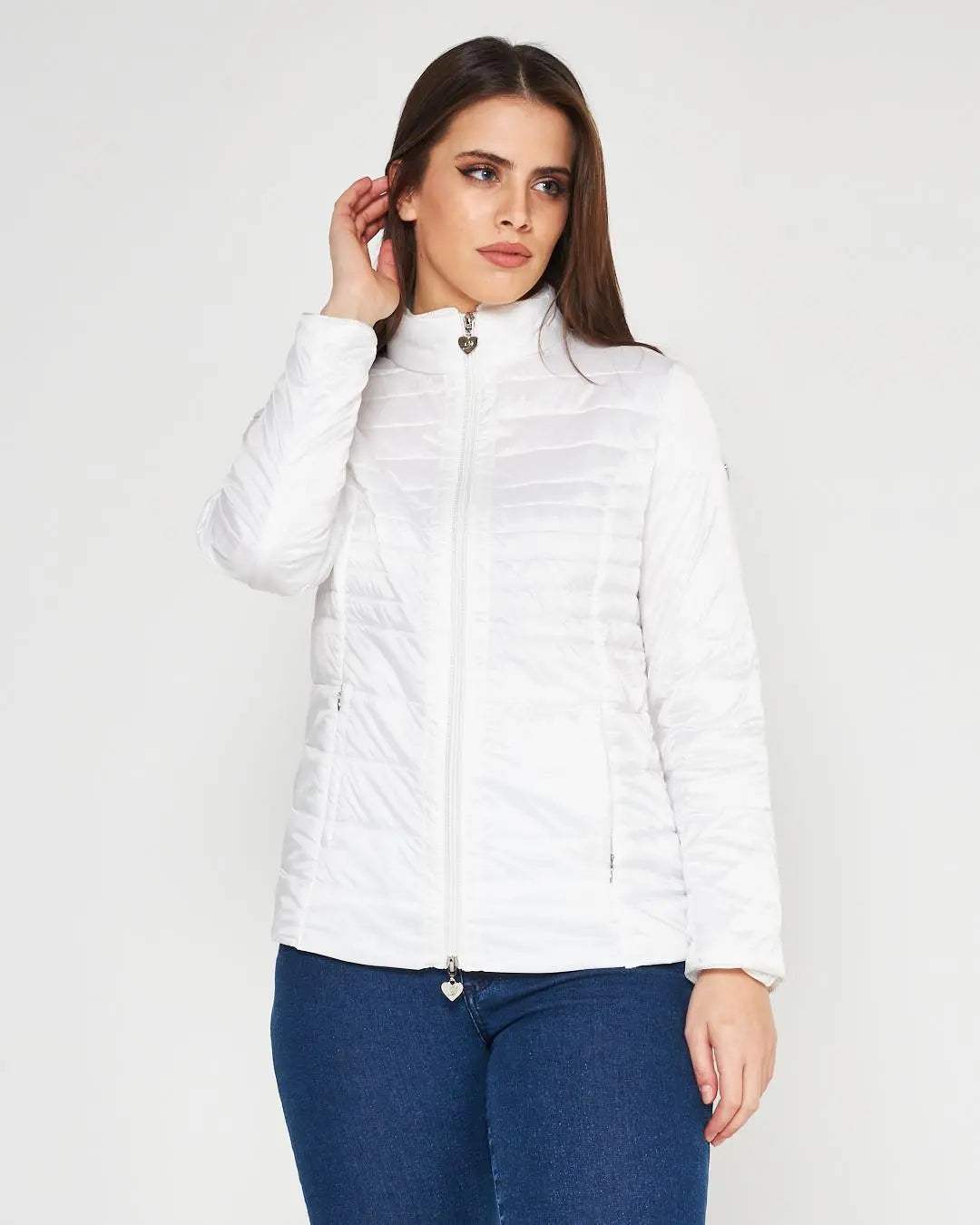 Easy jacket con zip e piping BIANCO DORABELLA EASY