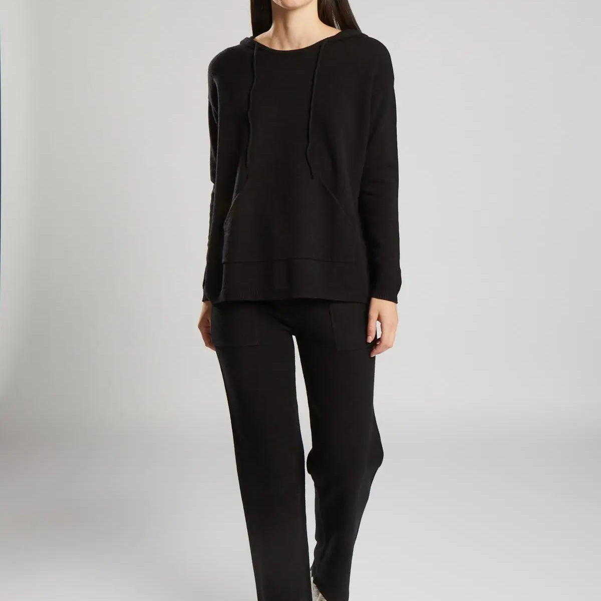 Felpa con cappuccio in maglia NERO IRONICA L